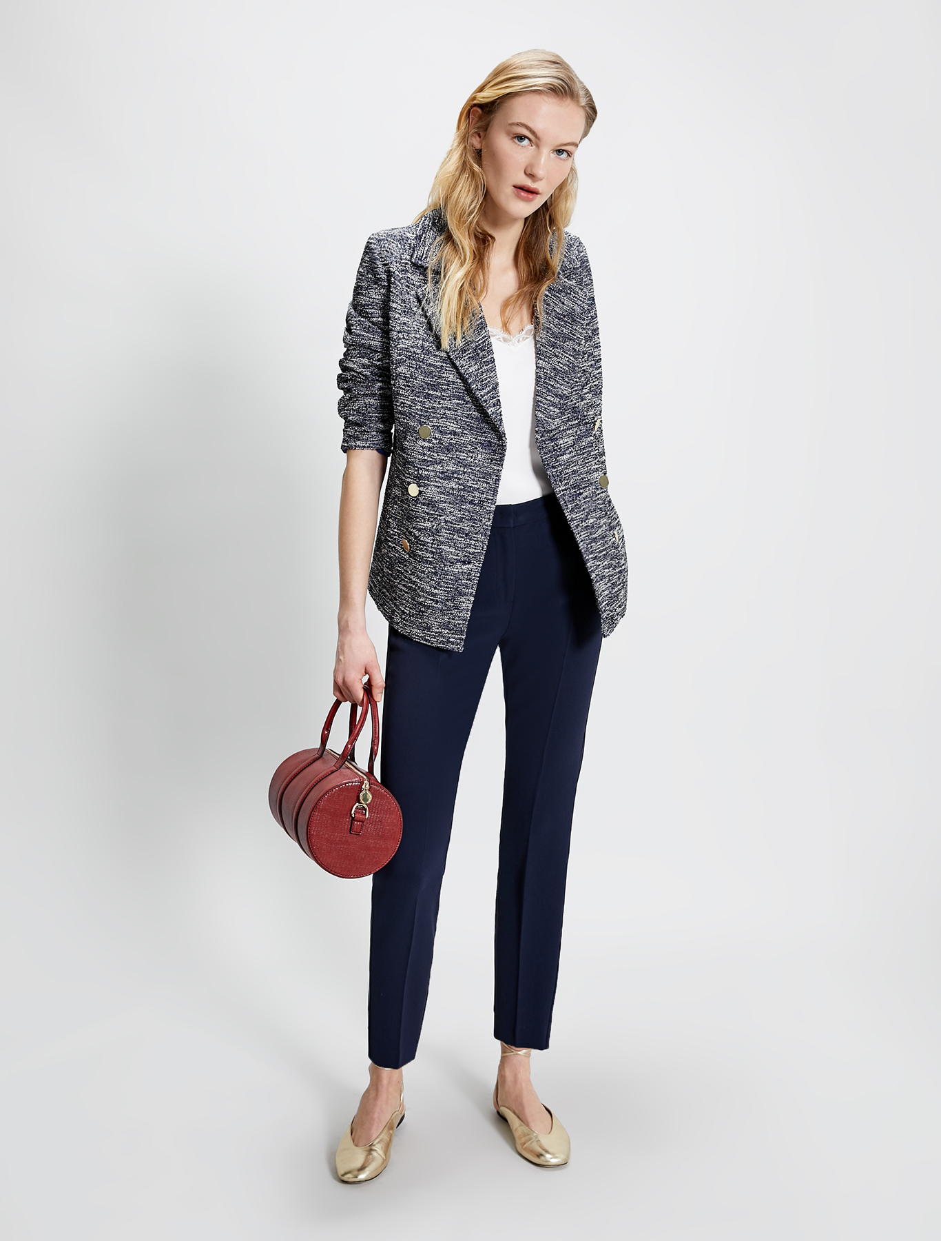 Pea coat in lamé basketweave jersey, navy blue - Pennyblack Pea coat in lamé basketweave jersey - navy blue - pennyblack
