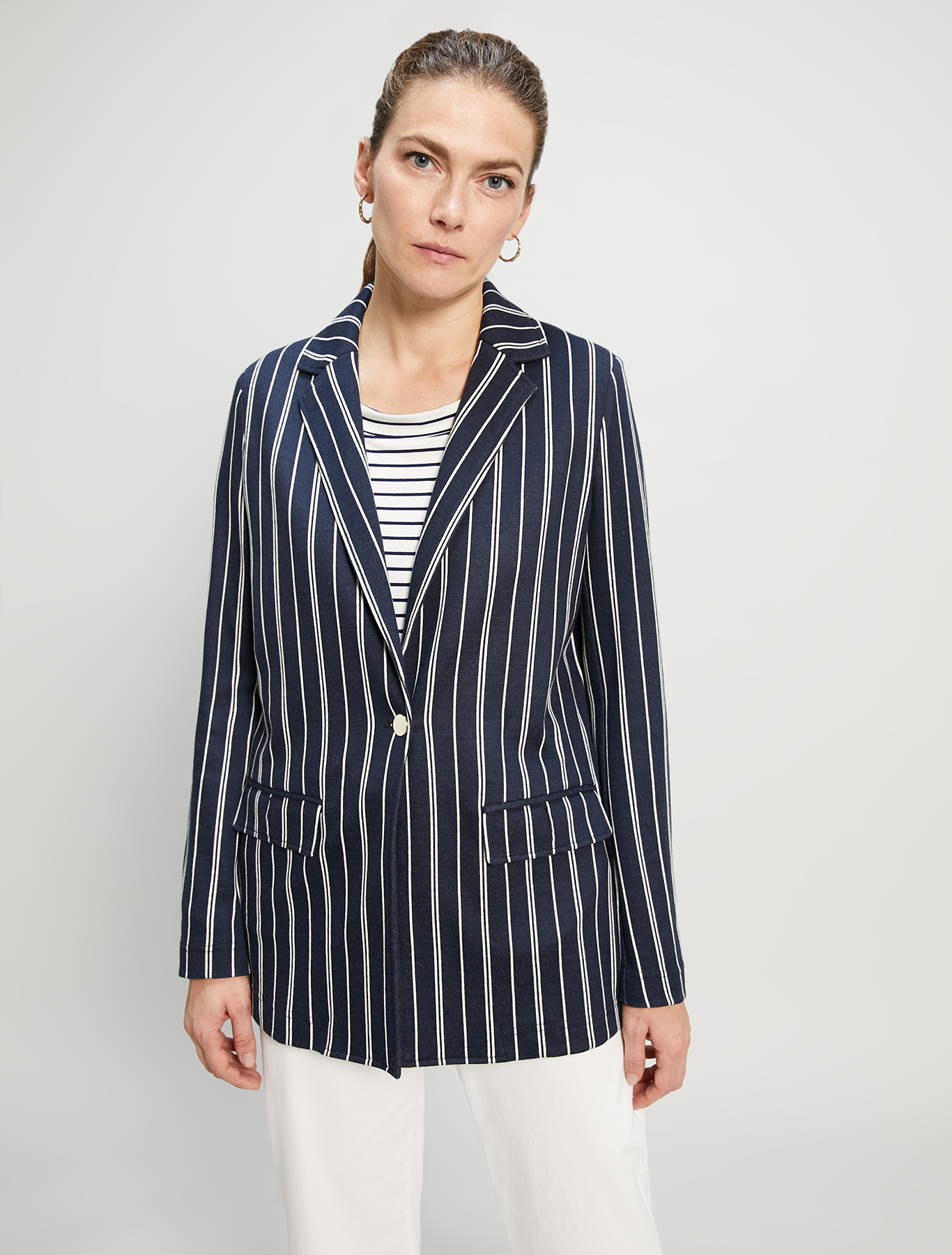 Jacquard jersey blazer, navy blue pattern - Pennyblack Jacquard jersey blazer - navy blue pattern - pennyblack
