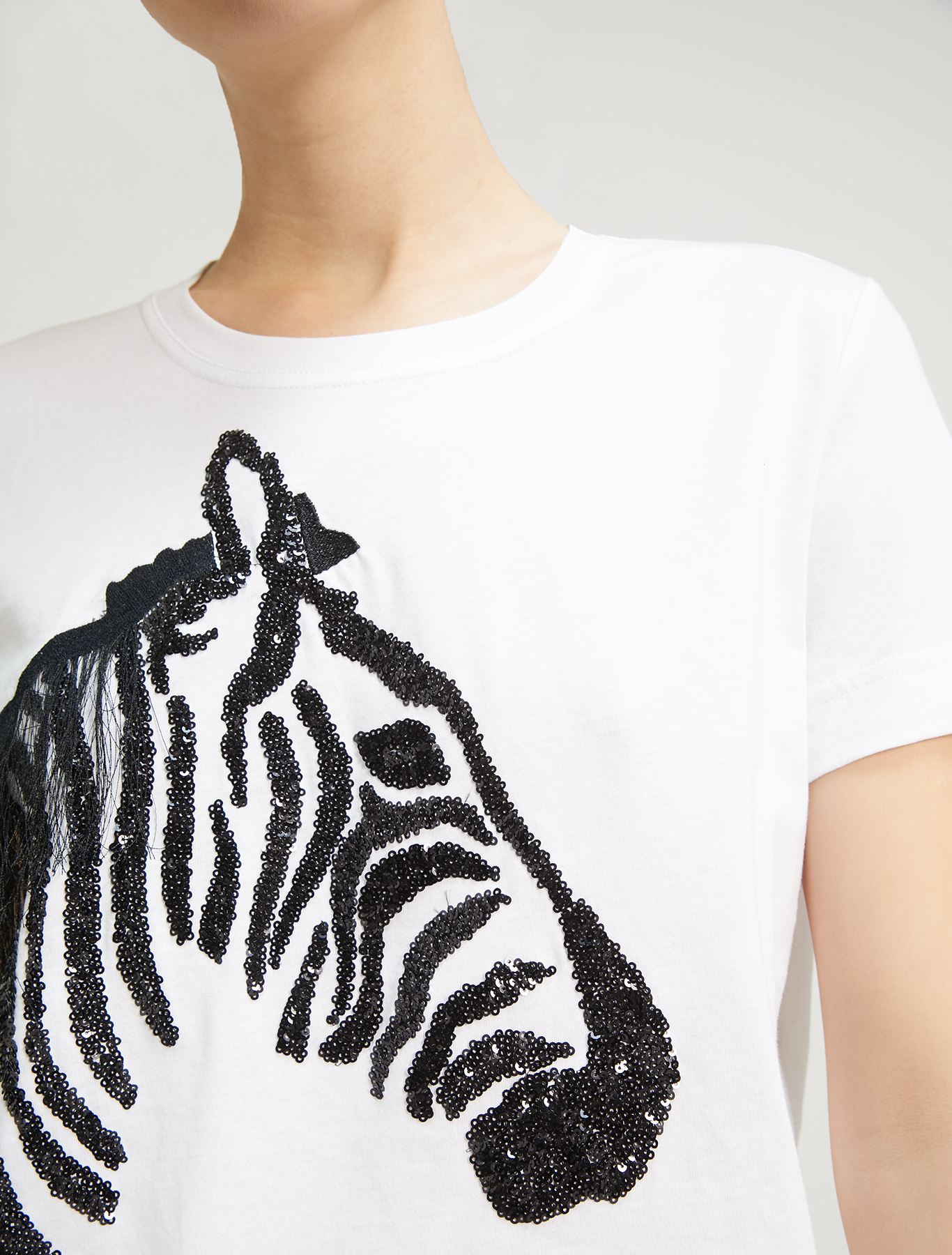 Embroidered sequin T-shirt, ivory - Pennyblack Embroidered sequin T-shirt - ivory - pennyblack