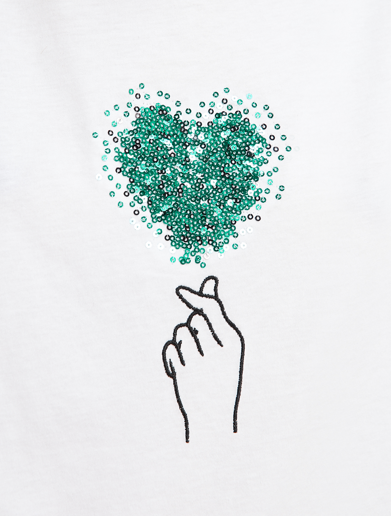 T-shirt with an embroidered sequin heart, white - Pennyblack T-shirt with an embroidered sequin heart - white - pennyblack