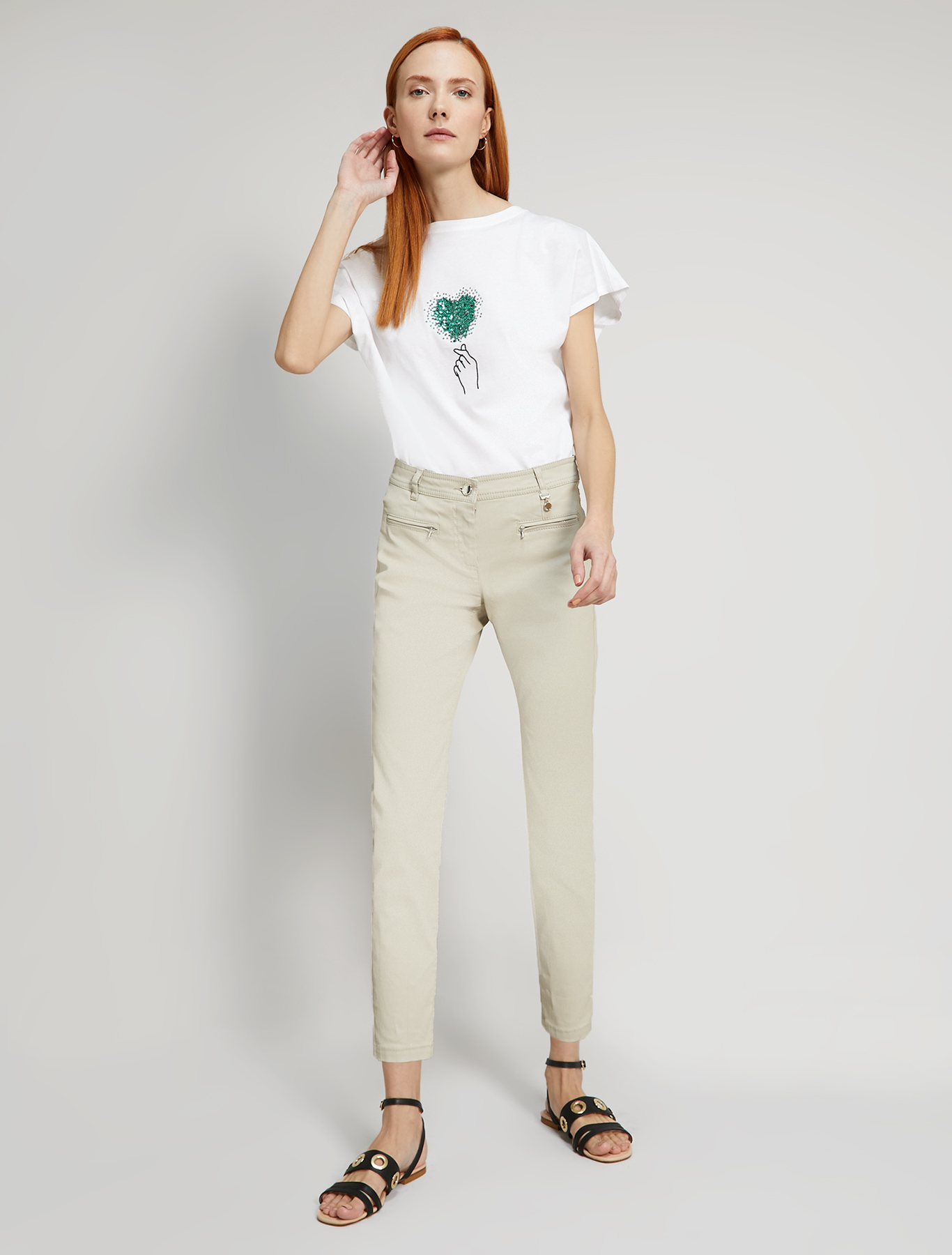 T-shirt with an embroidered sequin heart, white - Pennyblack T-shirt with an embroidered sequin heart - white - pennyblack