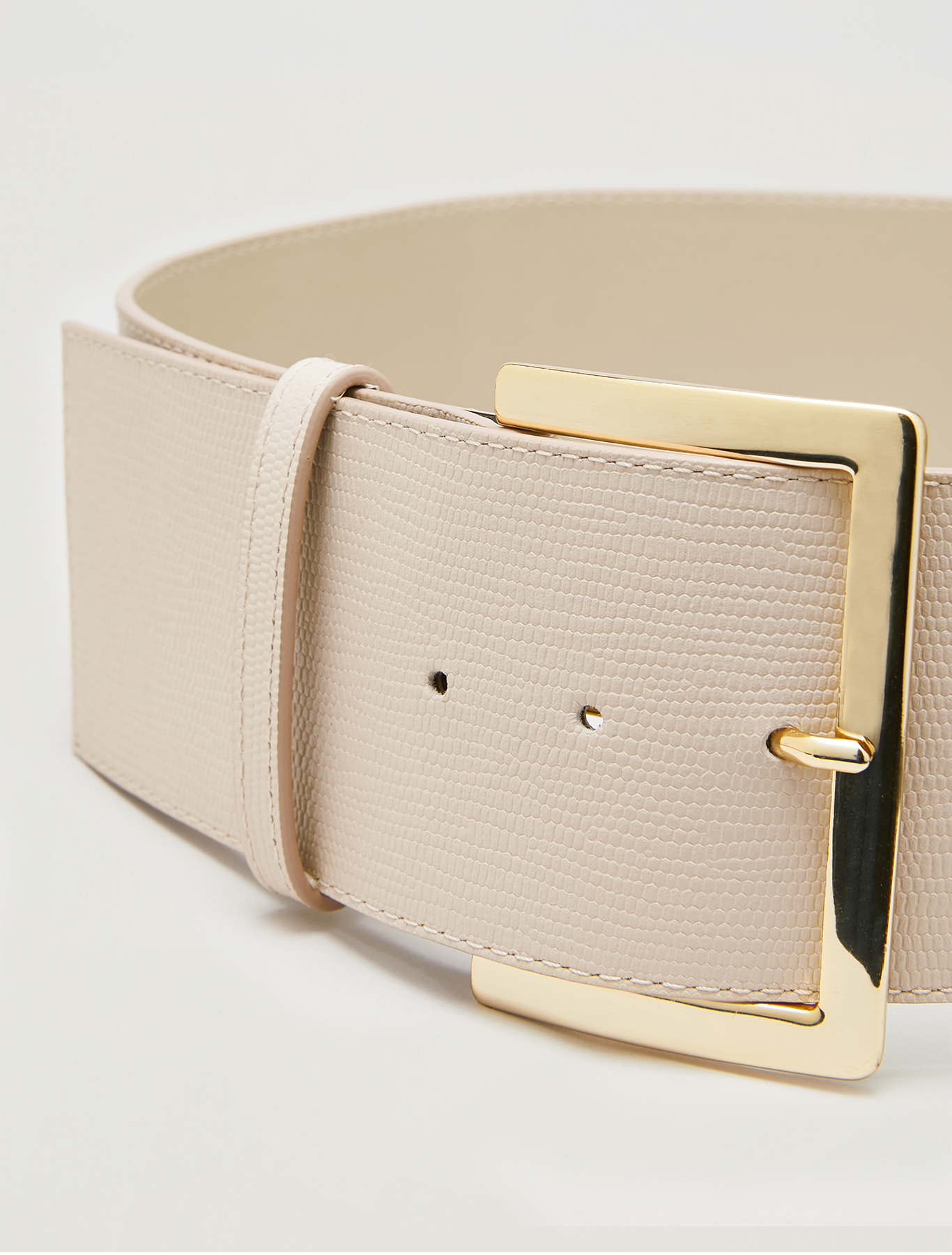 Wide leather belt, beige - Pennyblack Wide leather belt - beige - pennyblack