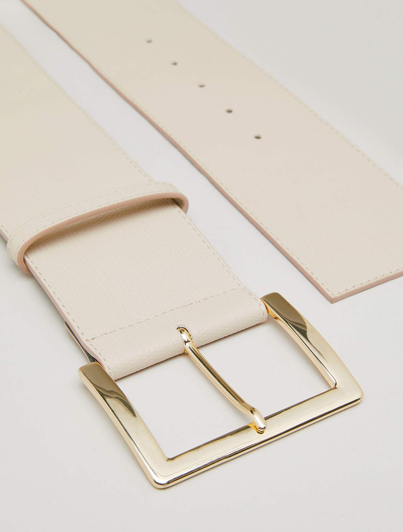 Wide leather belt, beige - Pennyblack Wide leather belt - beige - pennyblack