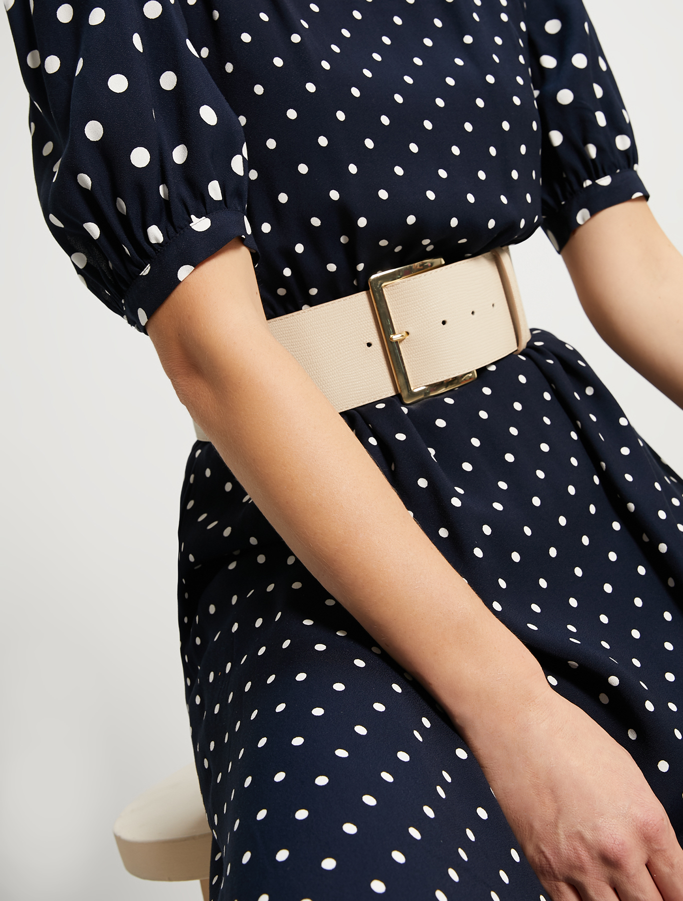 Wide leather belt, beige - Pennyblack Wide leather belt - beige - pennyblack
