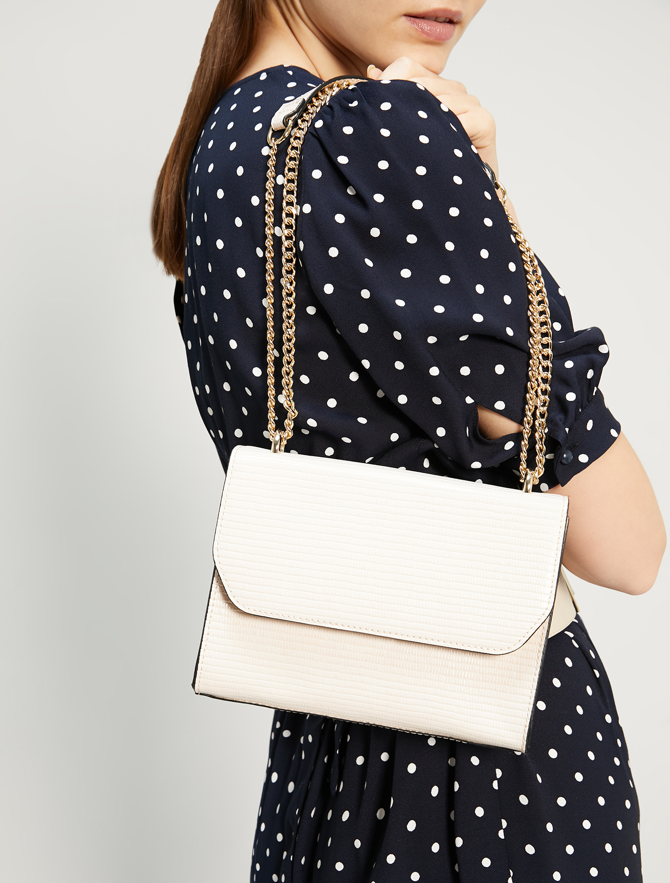 Lizard-print chain bag, beige - Pennyblack Lizard-print chain bag - beige - pennyblack