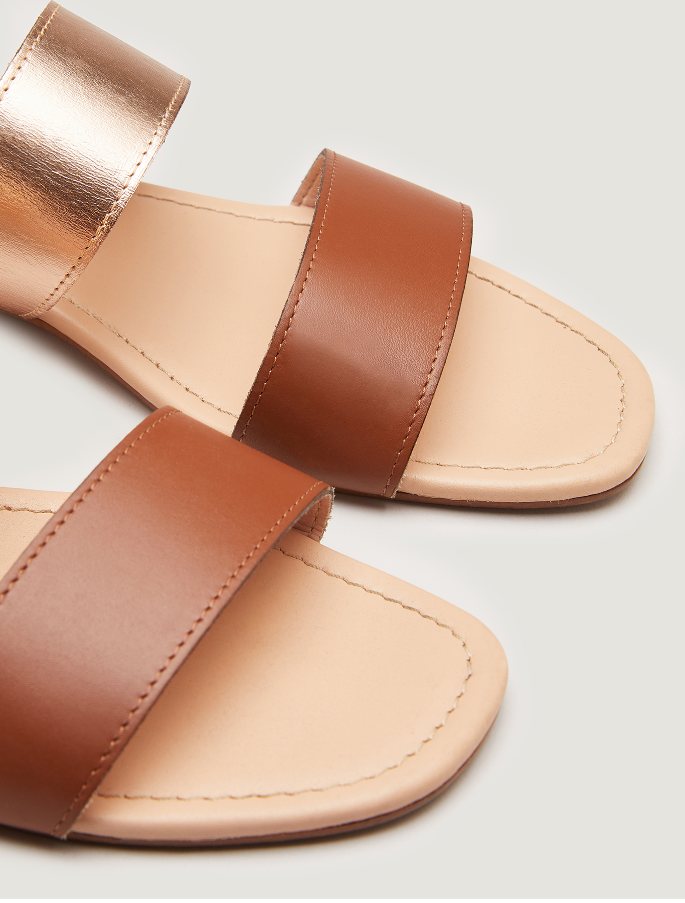 Leather and gold flat sandals, brown - Pennyblack Leather and gold flat sandals - brown - pennyblack