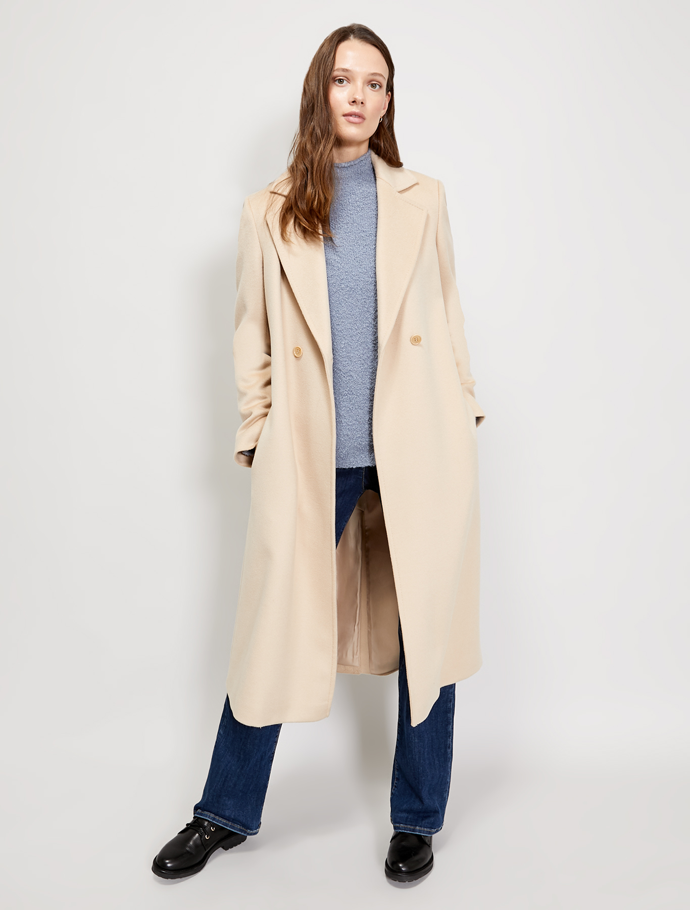 Wool drap midi coat, beige - Pennyblack Wool drap midi coat - beige - pennyblack