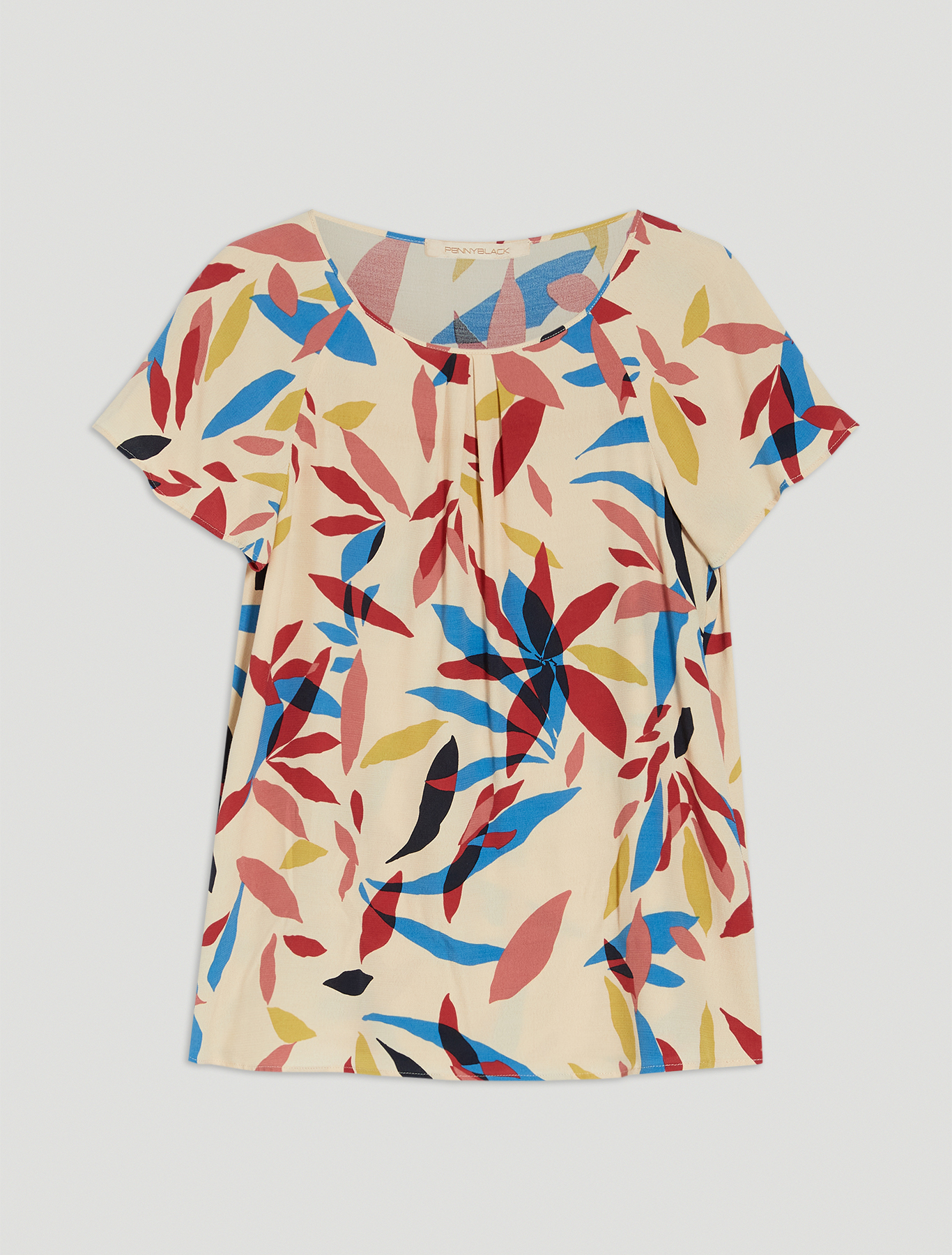 Printed sablé blouse, beige pattern - Pennyblack Printed sablé blouse - beige pattern - pennyblack