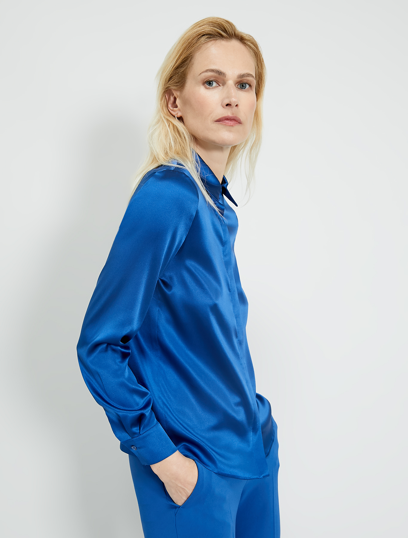 Silk satin shirt, air force blue - Pennyblack Silk satin shirt - air force blue - pennyblack