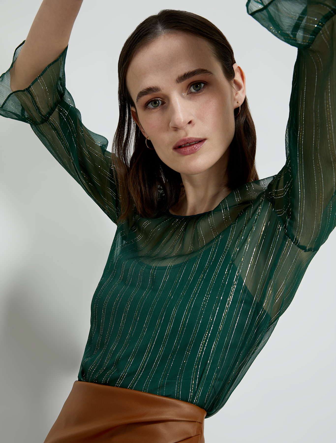 Blouse in lamé silk, green - Pennyblack Blouse in lamé silk - green - pennyblack