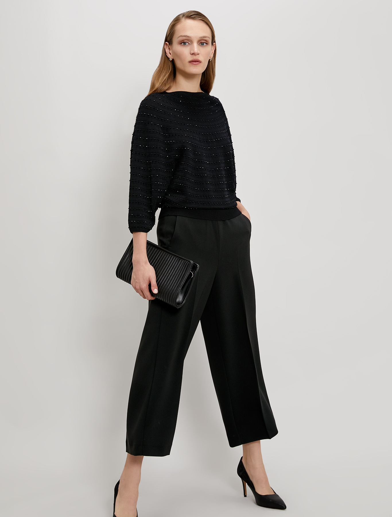 Flowing fabric wide-leg trousers, black - Pennyblack Flowing fabric wide-leg trousers - black - pennyblack