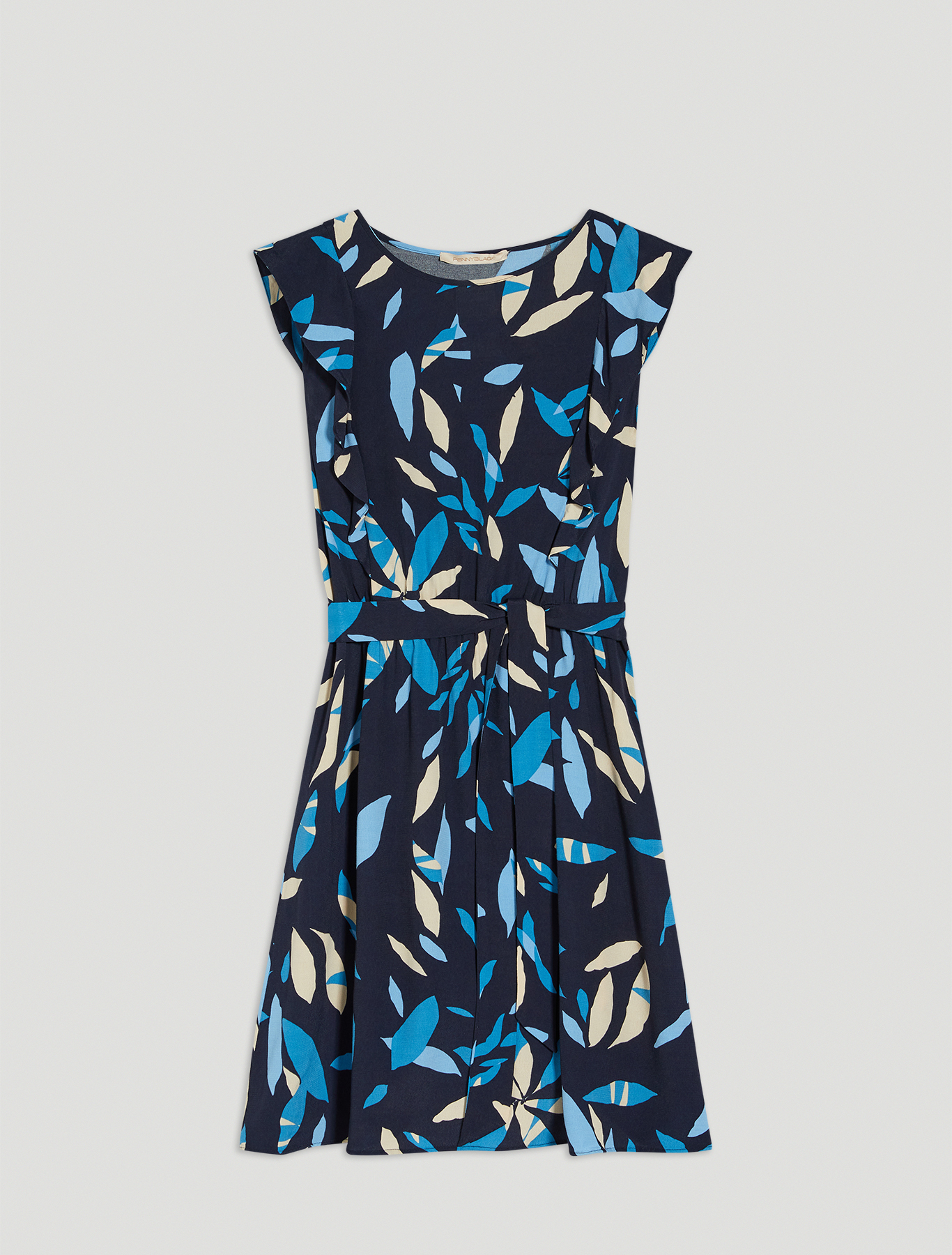 Sablé dress with flounce, navy blue pattern - Pennyblack Sablé dress with flounce - navy blue pattern - pennyblack