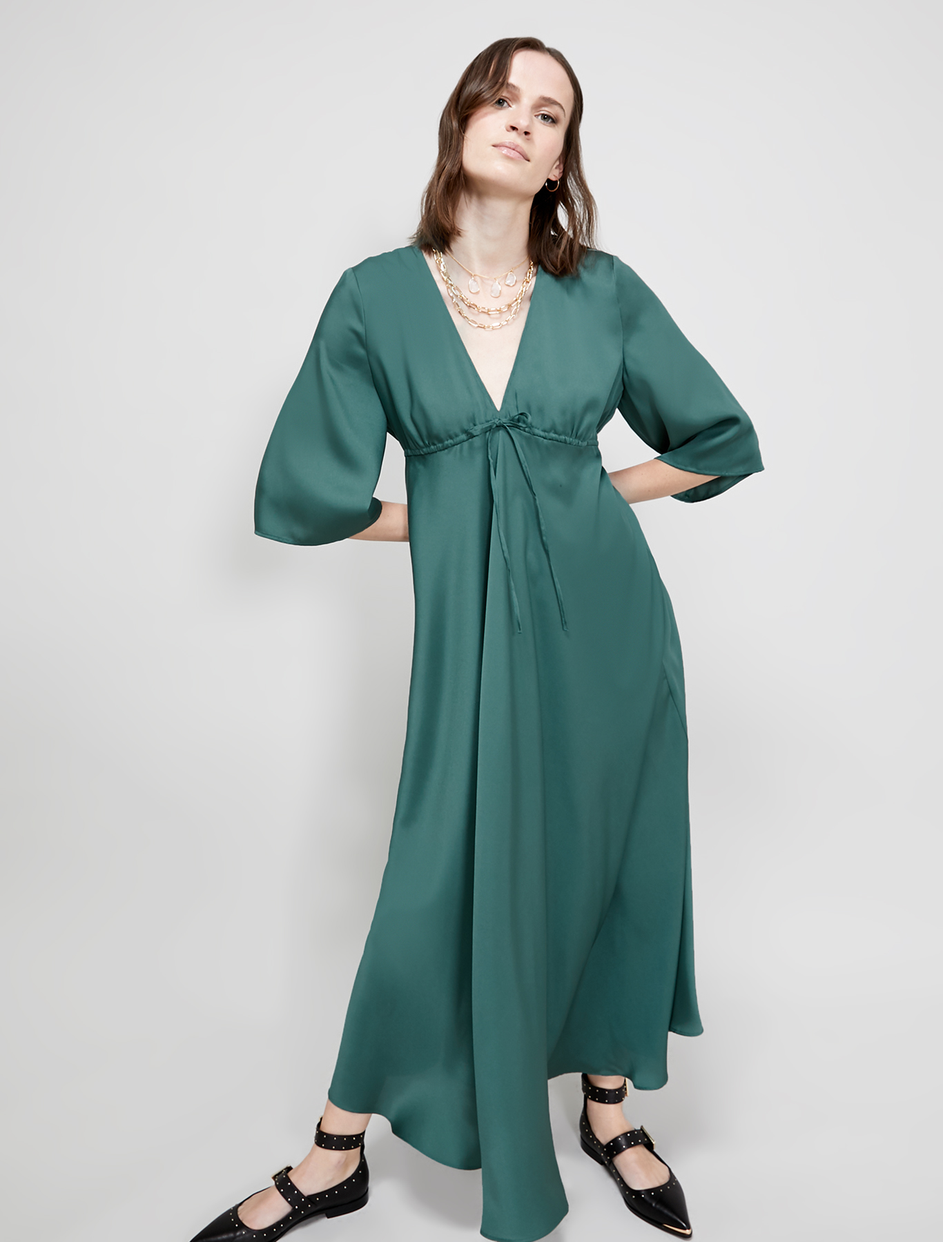 Long twill dress, olive green - Pennyblack Long twill dress - olive green - pennyblack