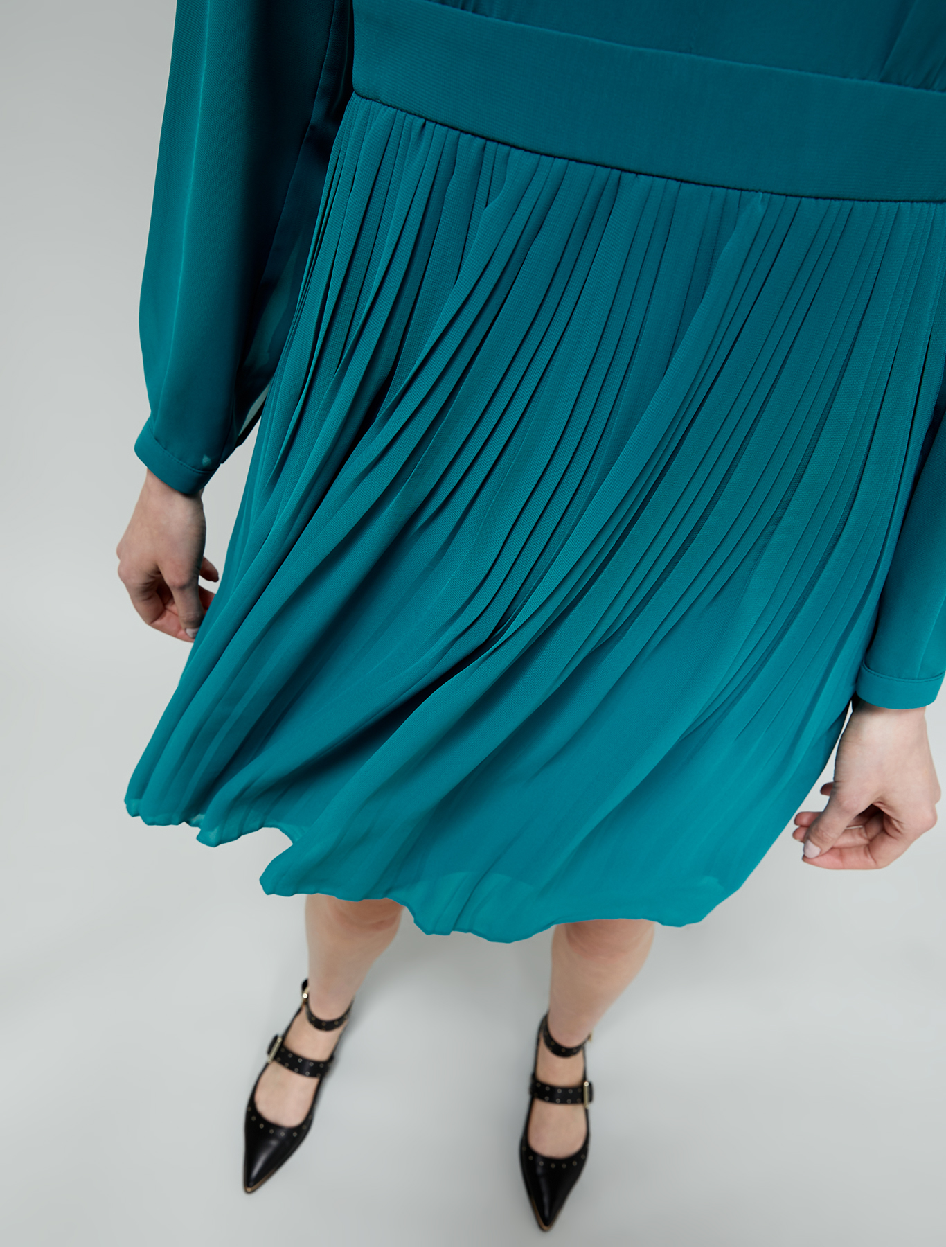 Pleated georgette dress, petrol green - Pennyblack Pleated georgette dress - petrol green - pennyblack
