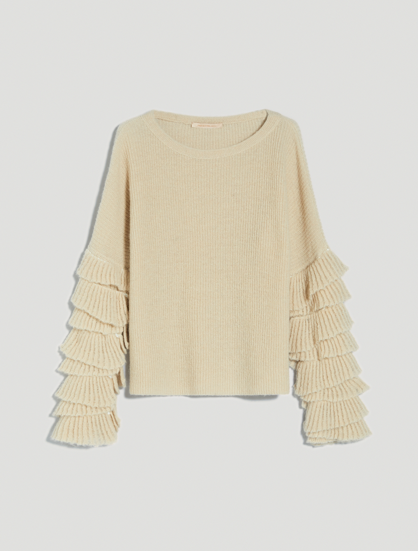 Pull a coste inglesi con ruches, bianco avorio - Pennyblack Pull a coste inglesi con ruches - bianco avorio - pennyblack
