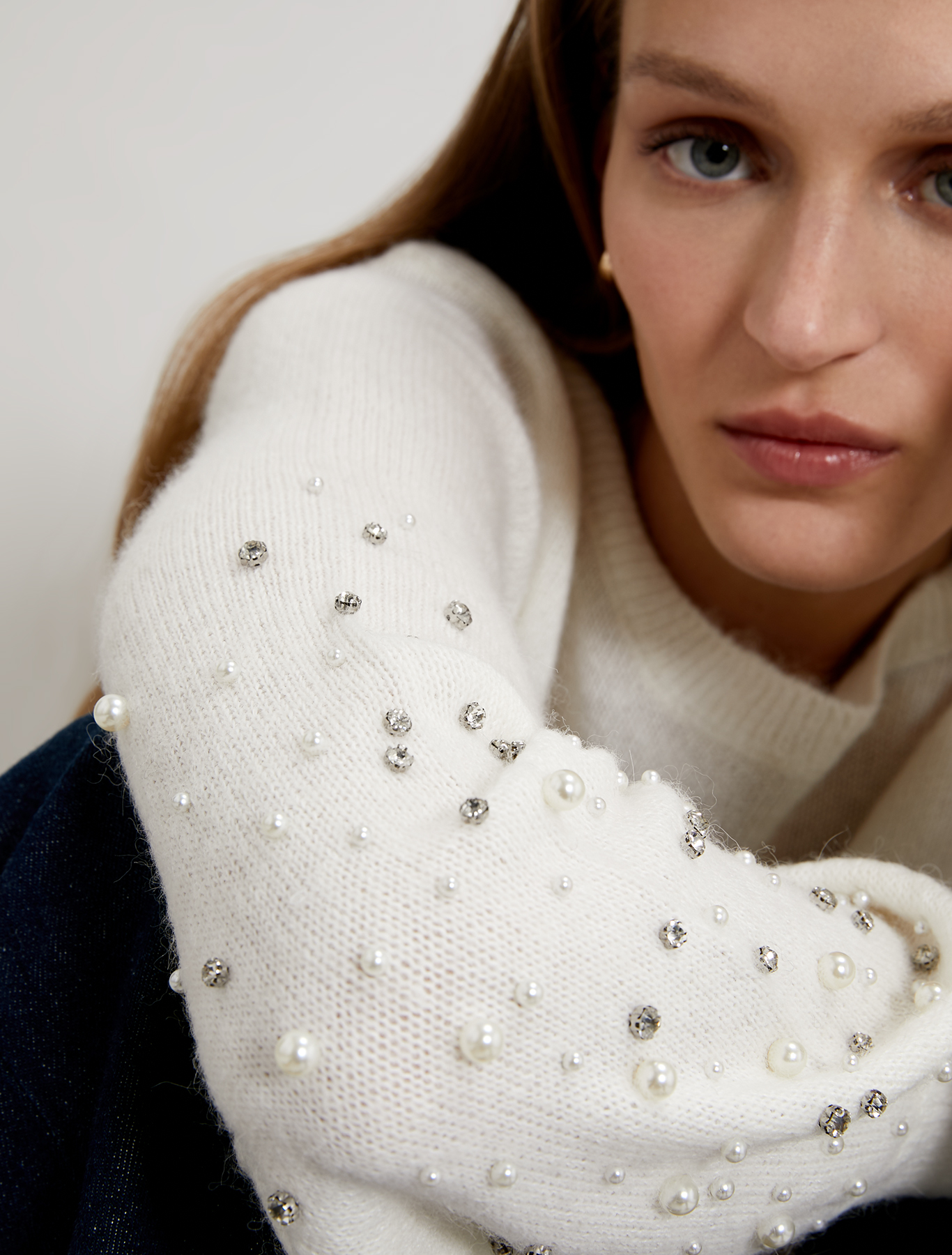 Alpaca sweater with pearls, ivory - Pennyblack Alpaca sweater with pearls - ivory - pennyblack