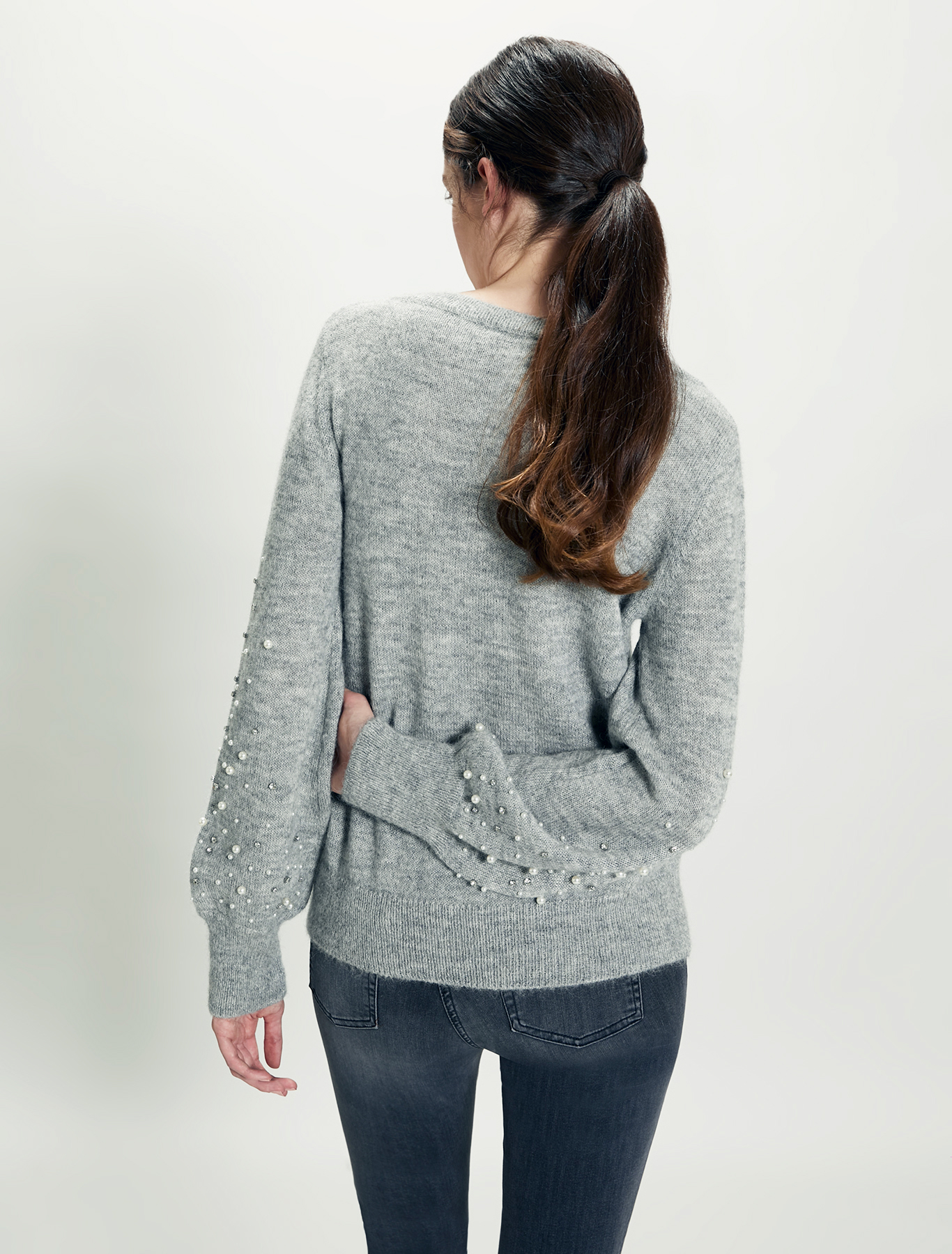 Alpaca sweater with pearls, dark grey - Pennyblack Alpaca sweater with pearls - dark grey - pennyblack