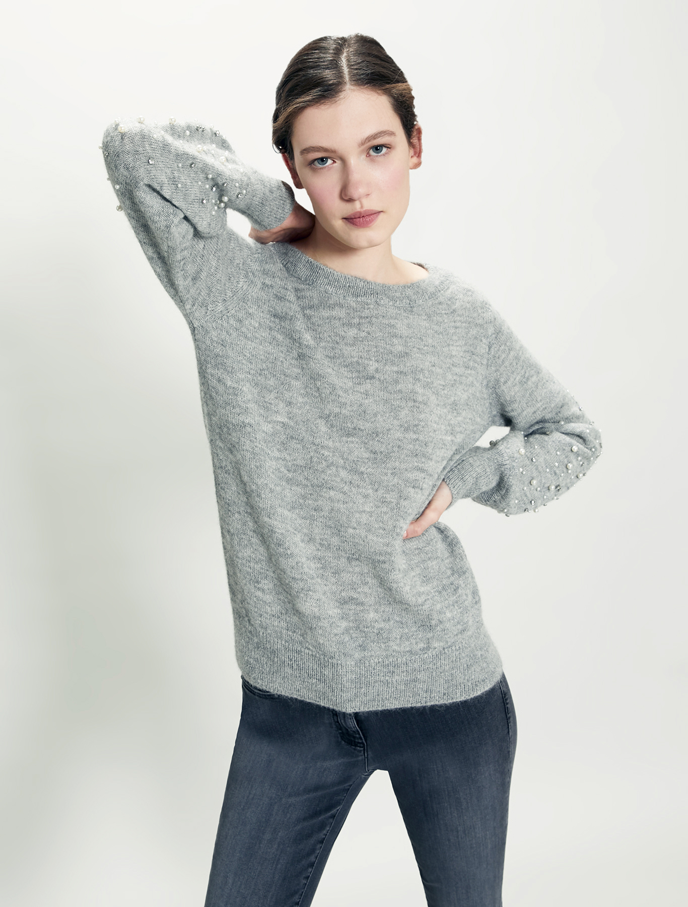 Alpaca sweater with pearls, dark grey - Pennyblack Alpaca sweater with pearls - dark grey - pennyblack