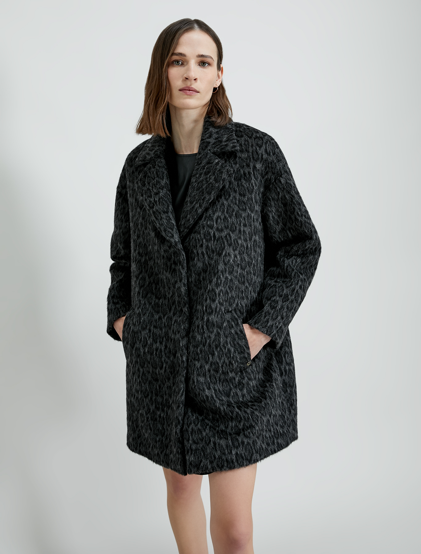 Spotted beaver coat, dark grey pattern - Pennyblack Spotted beaver coat - dark grey pattern - pennyblack