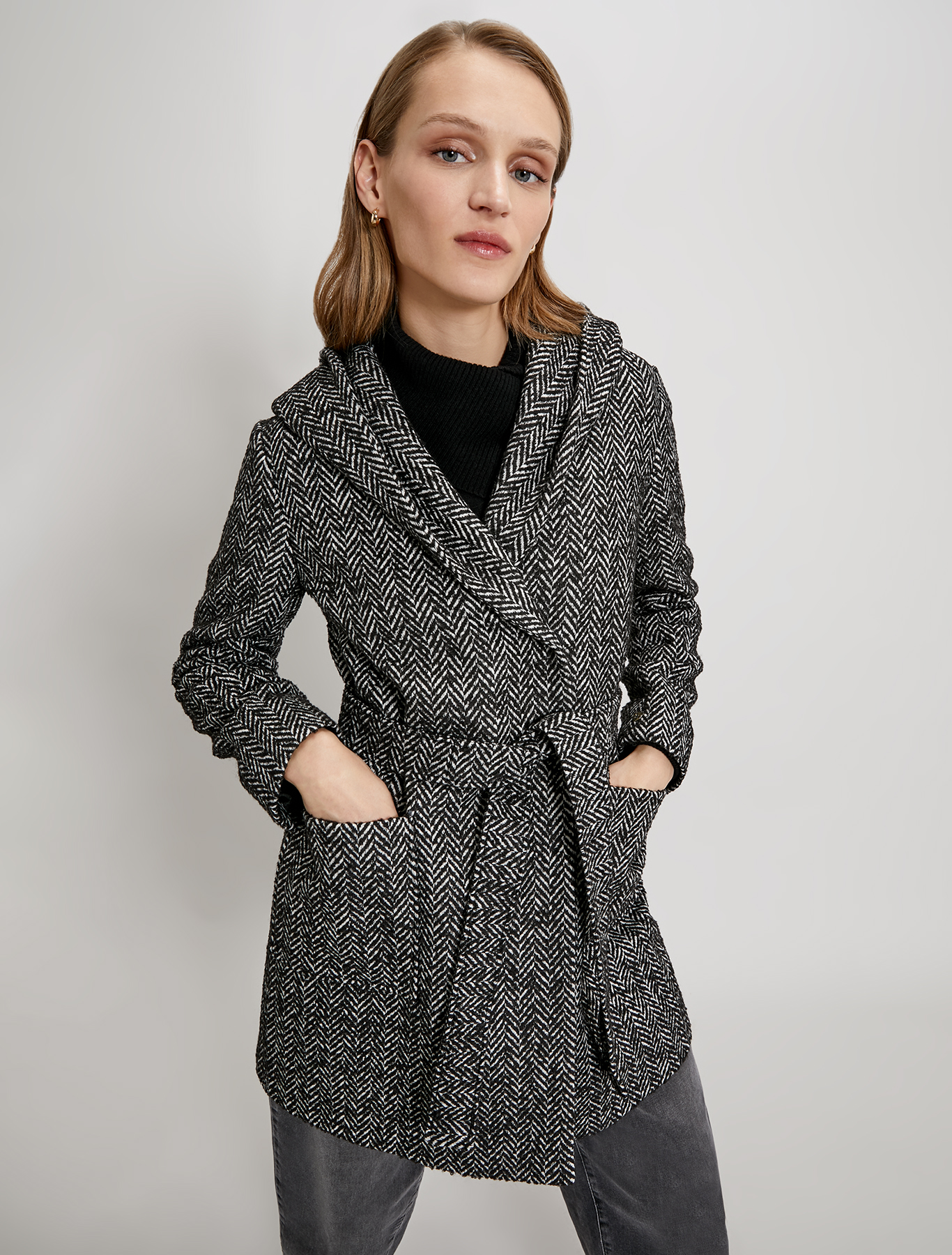 Chevron bouclé coat, black pattern - Pennyblack Chevron bouclé coat - black pattern - pennyblack
