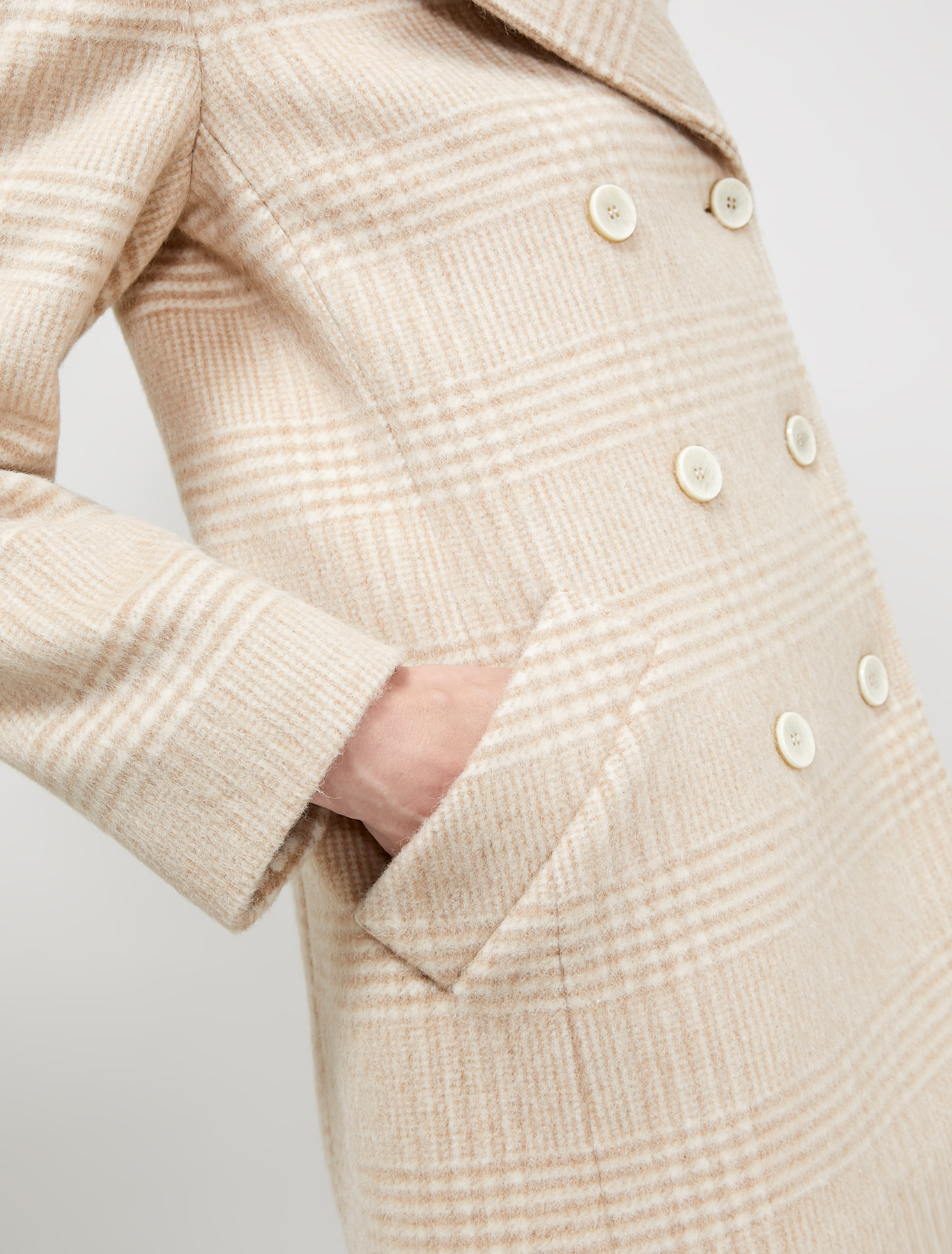 Prince of Wales check pea coat, camel pattern - Pennyblack Prince of Wales check pea coat - camel pattern - pennyblack