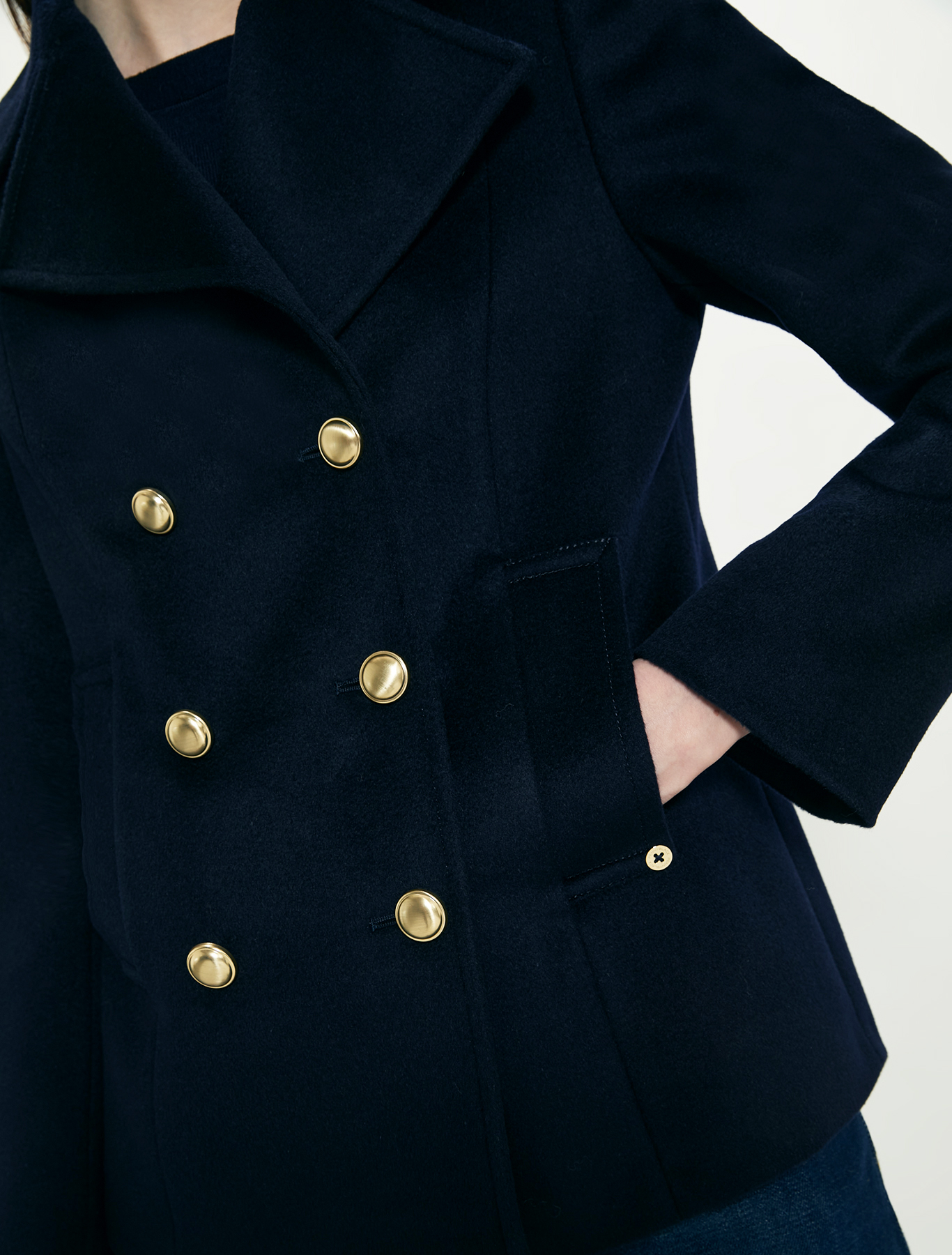 Wool velour pea coat, midnight blue - Pennyblack Wool velour pea coat - midnight blue - pennyblack