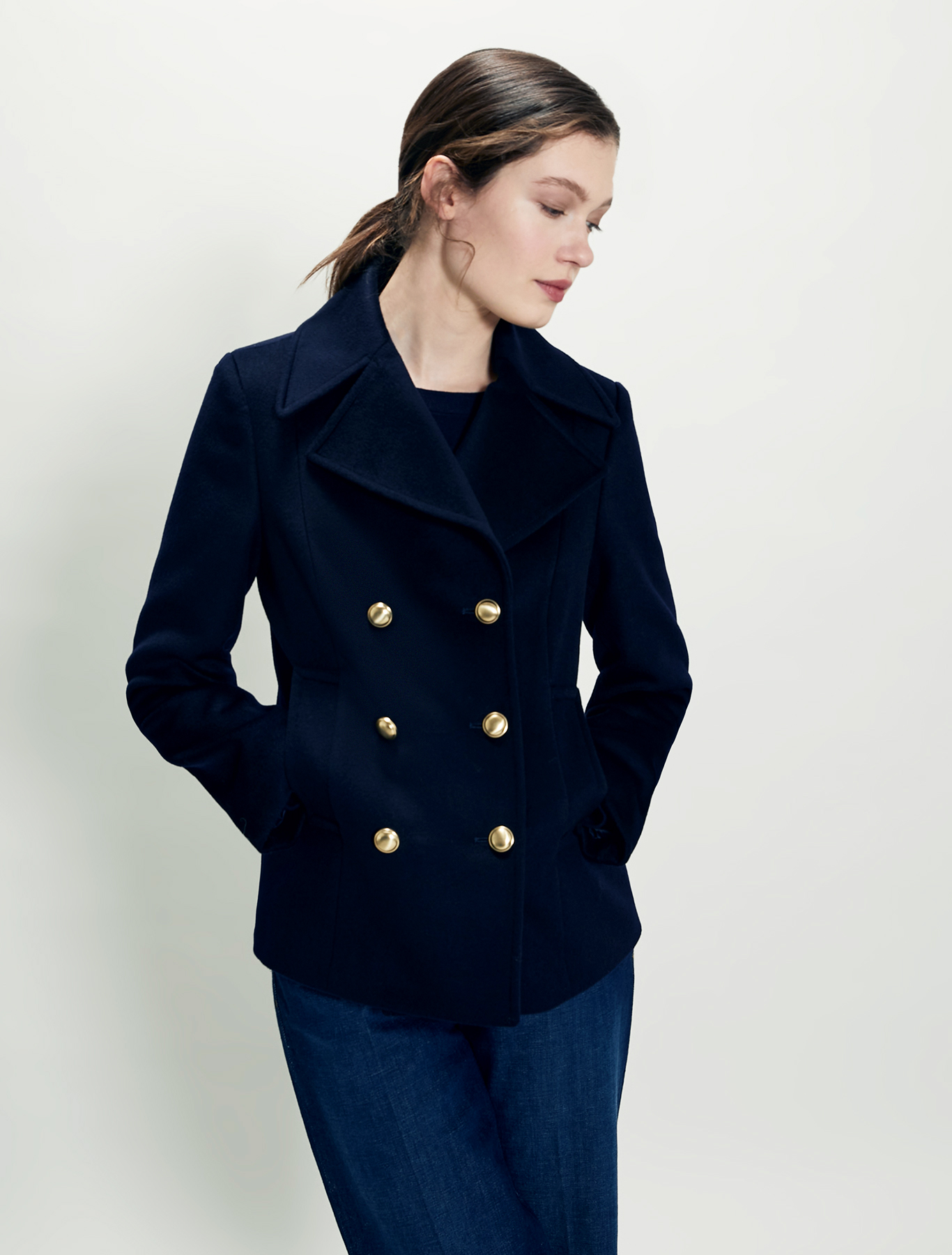 Wool velour pea coat, midnight blue - Pennyblack Wool velour pea coat - midnight blue - pennyblack