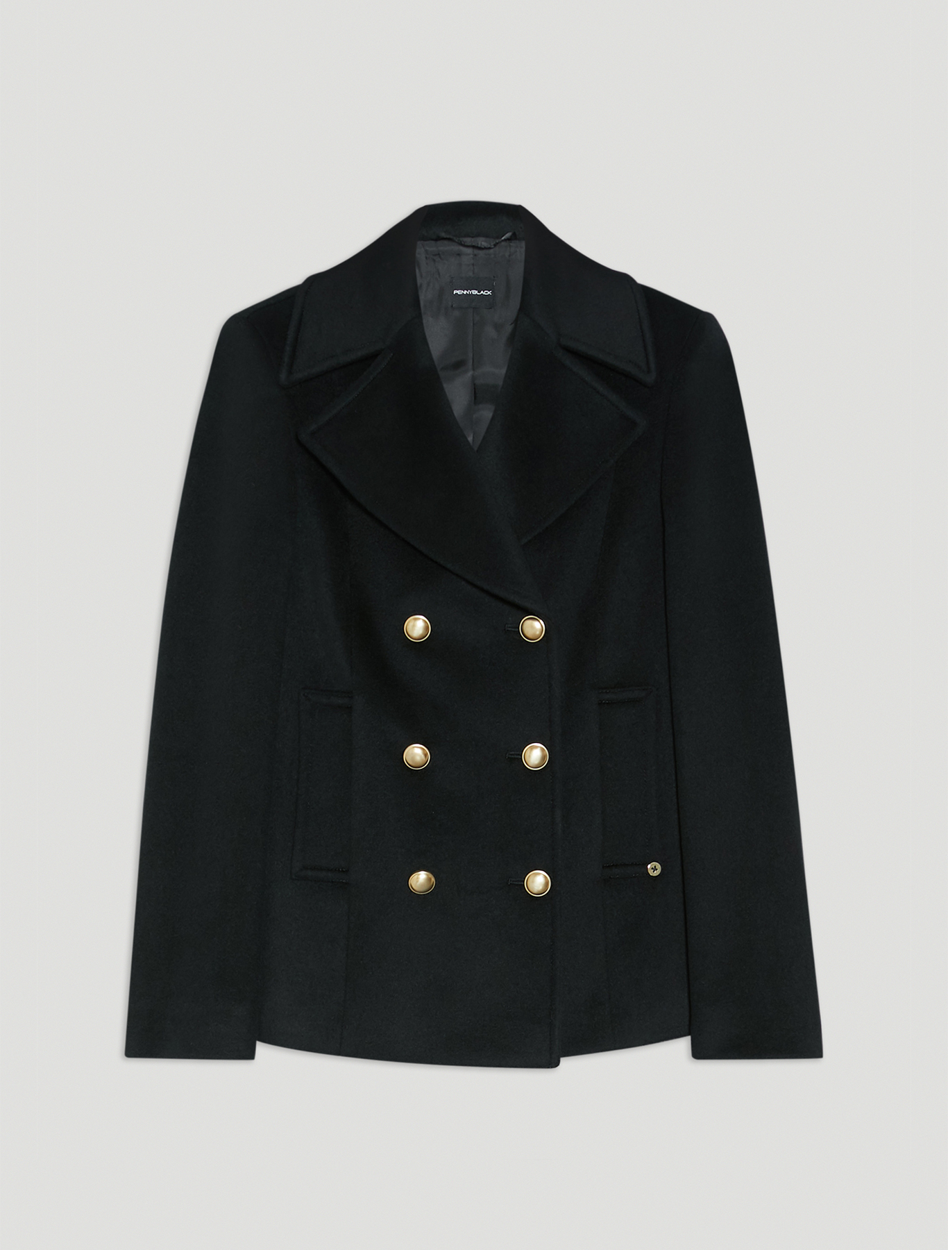 Wool velour pea coat, black - Pennyblack Wool velour pea coat - black - pennyblack