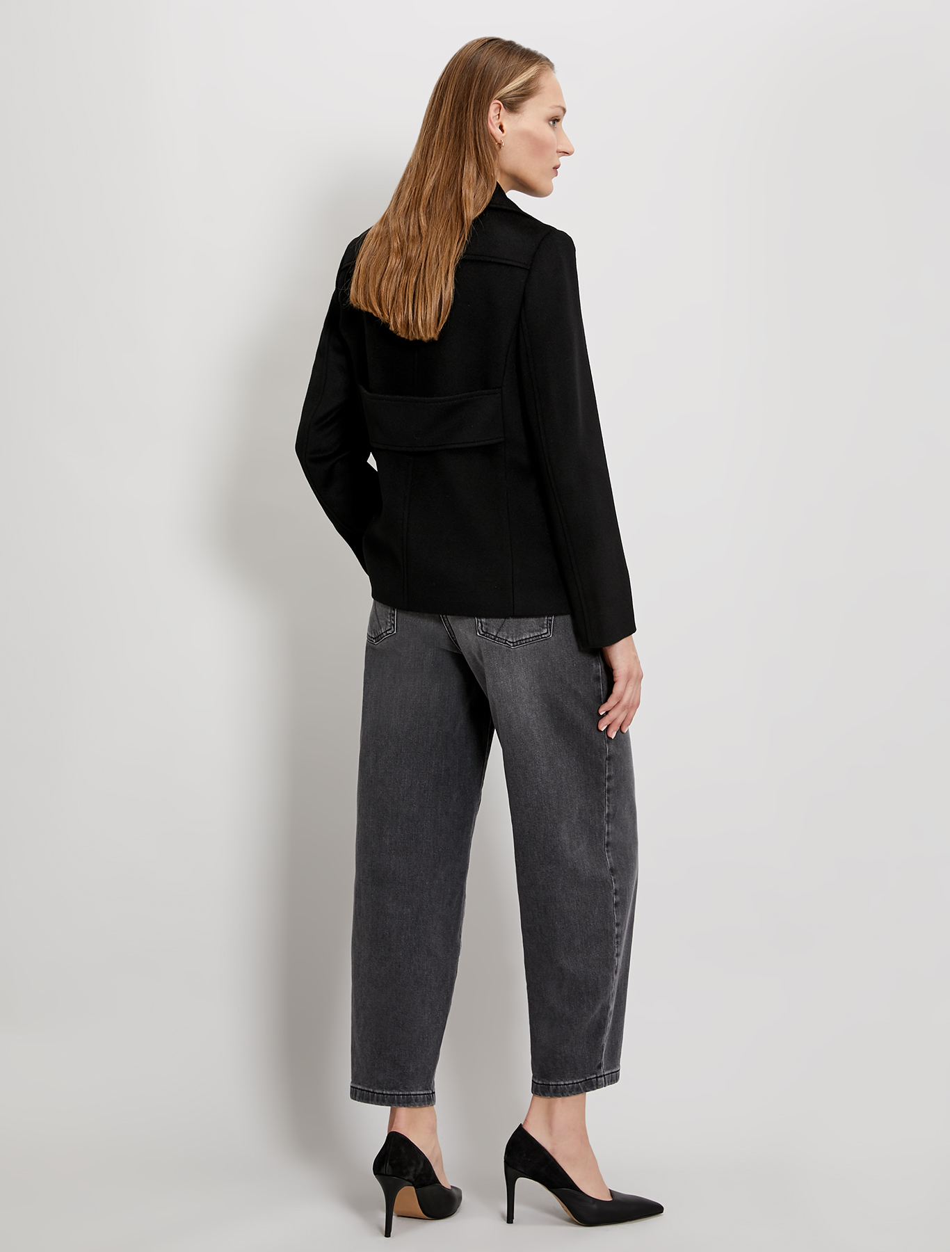 Wool velour pea coat, black - Pennyblack Wool velour pea coat - black - pennyblack