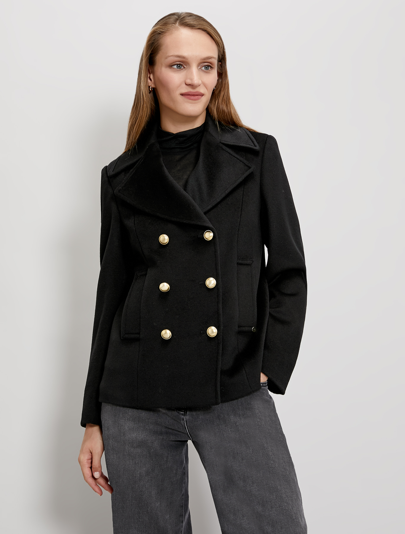 Wool velour pea coat, black - Pennyblack Wool velour pea coat - black - pennyblack