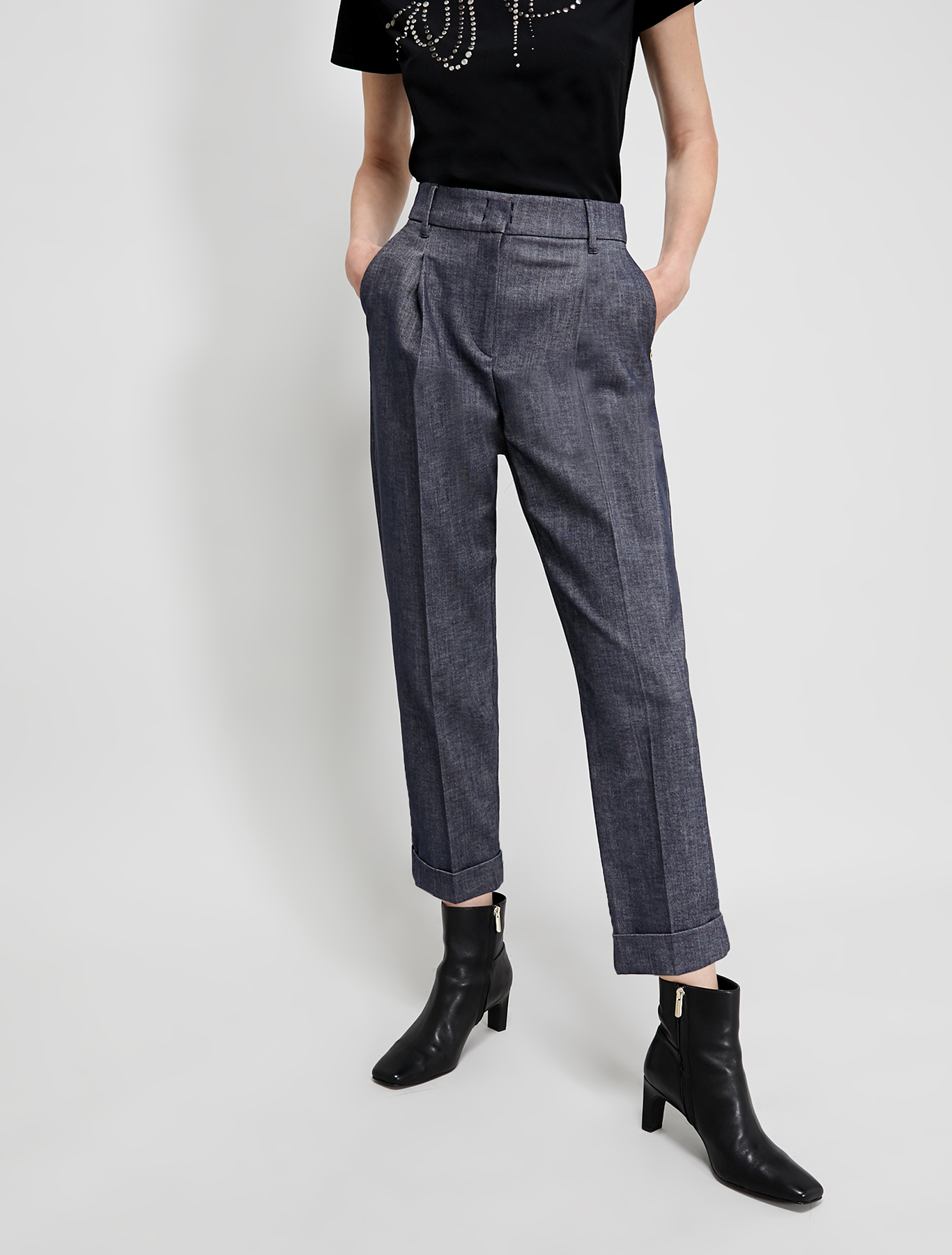Carrot trousers in cotton twill, navy blue - Pennyblack Carrot trousers in cotton twill - navy blue - pennyblack
