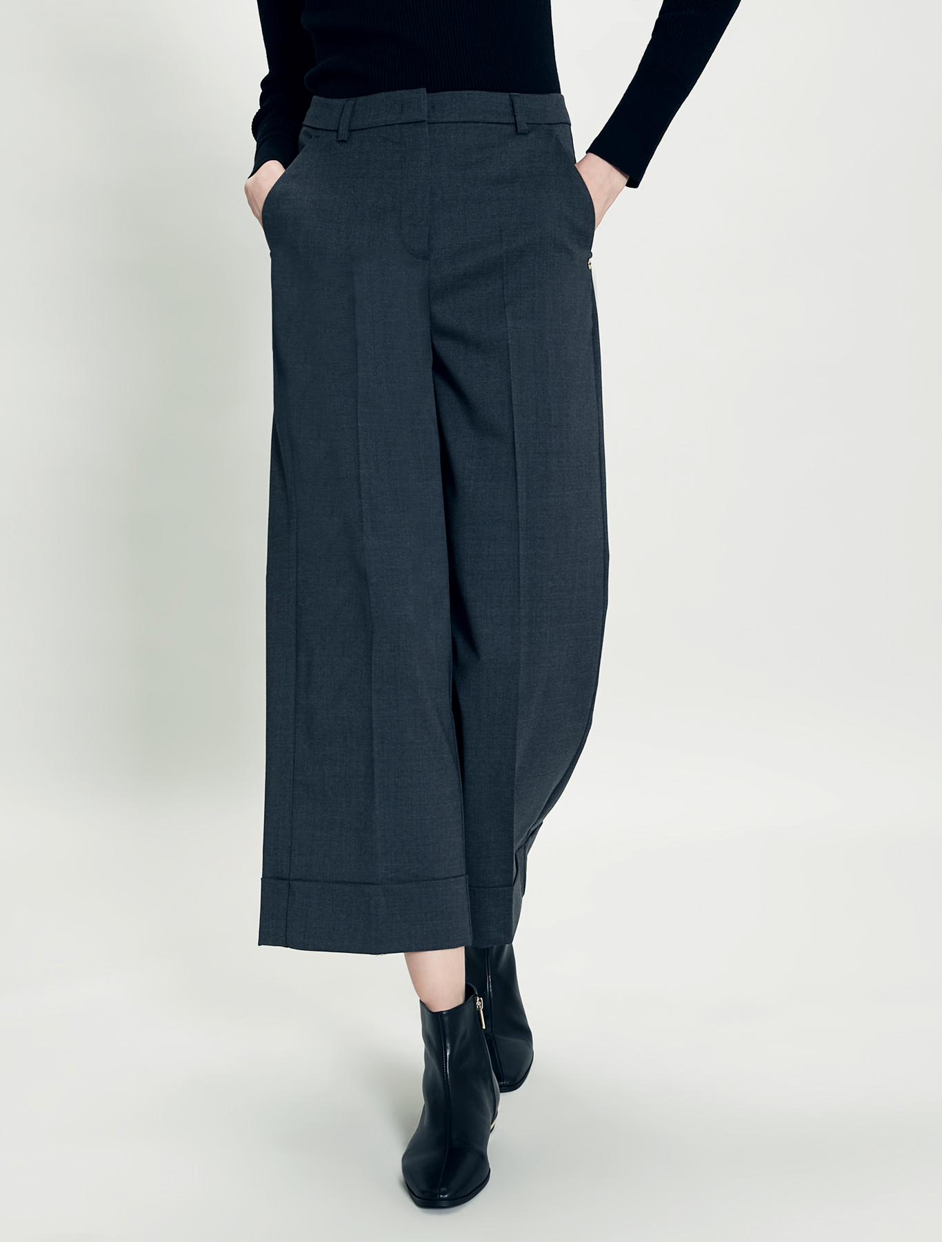 Wool twill trousers, dark grey - Pennyblack Wool twill trousers - dark grey - pennyblack