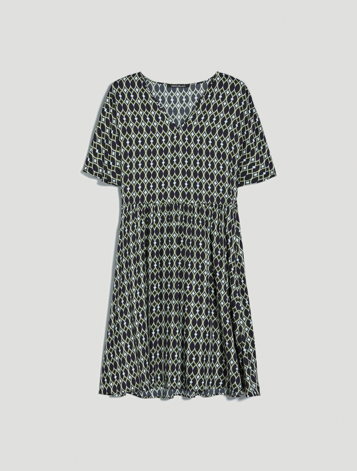 Patterned twill dress, green pattern - Pennyblack Patterned twill dress - green pattern - pennyblack