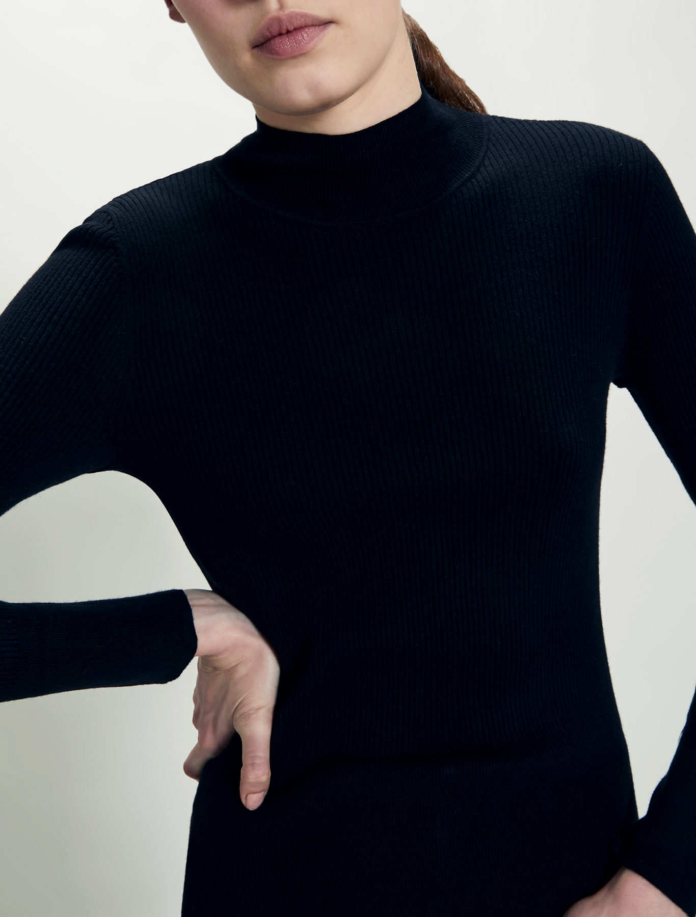 Cotton and cashmere polo neck, black - Pennyblack Cotton and cashmere polo neck - black - pennyblack