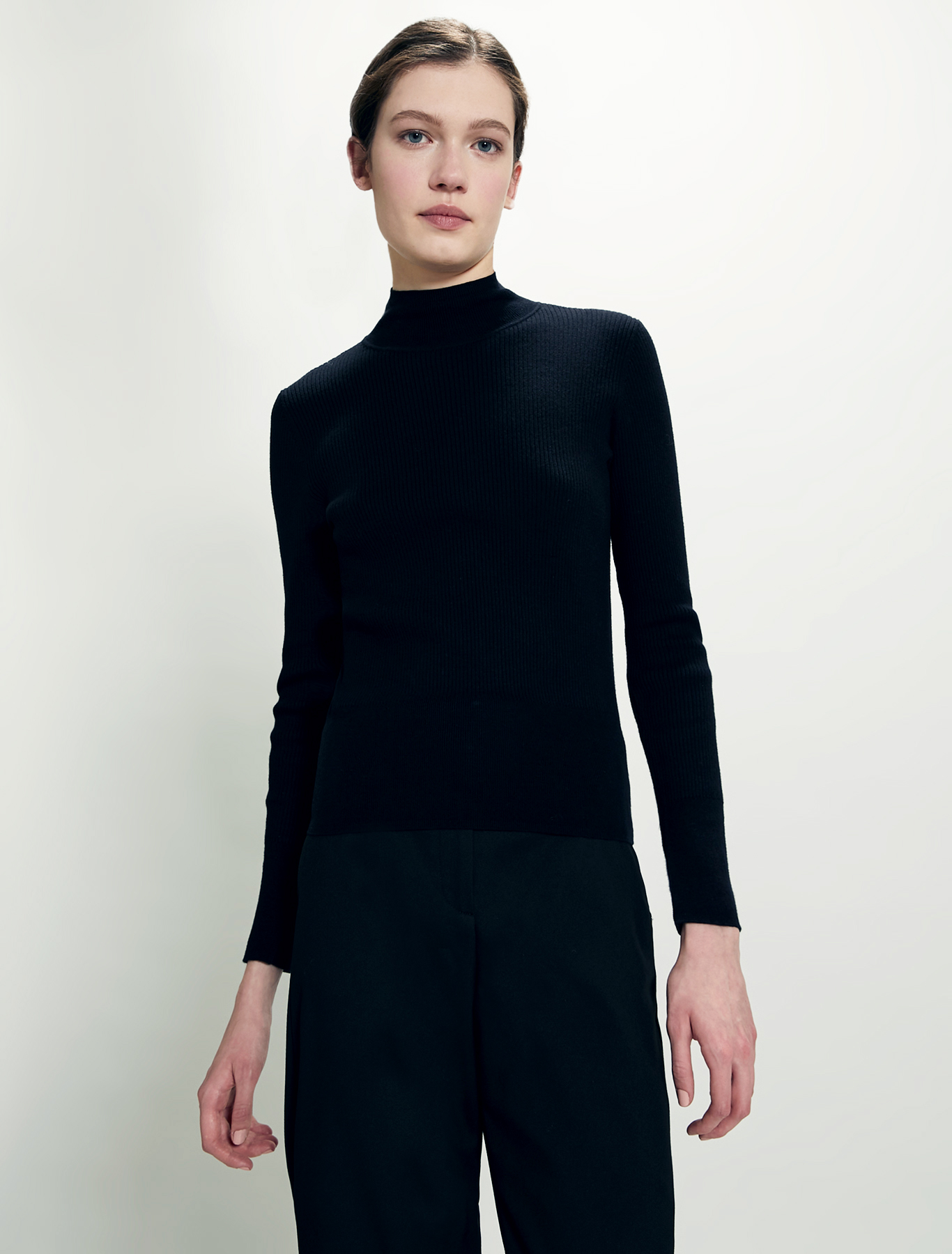 Cotton and cashmere polo neck, black - Pennyblack Cotton and cashmere polo neck - black - pennyblack