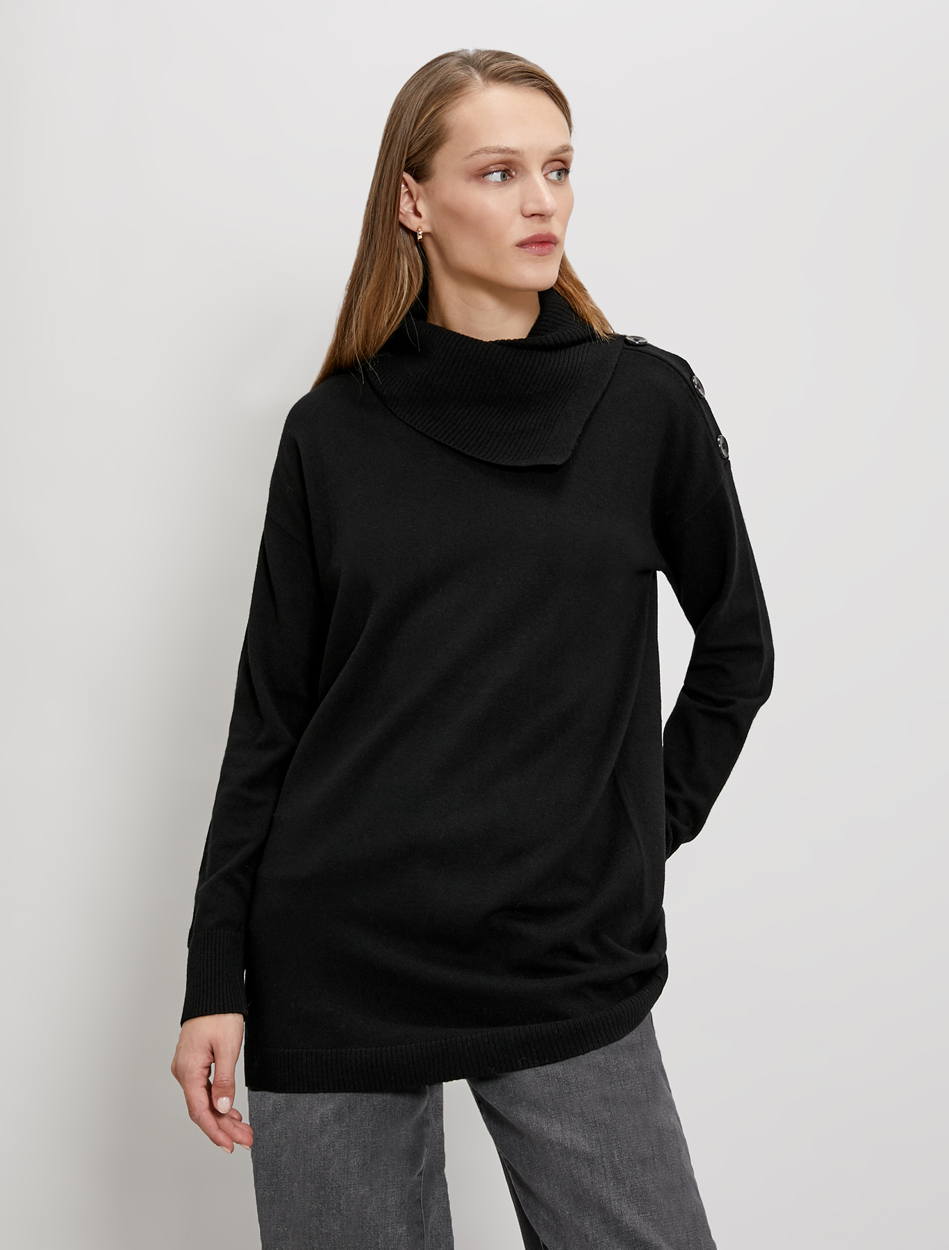 Jumper with asymmetric collar, black - Pennyblack Jumper with asymmetric collar - black - pennyblack