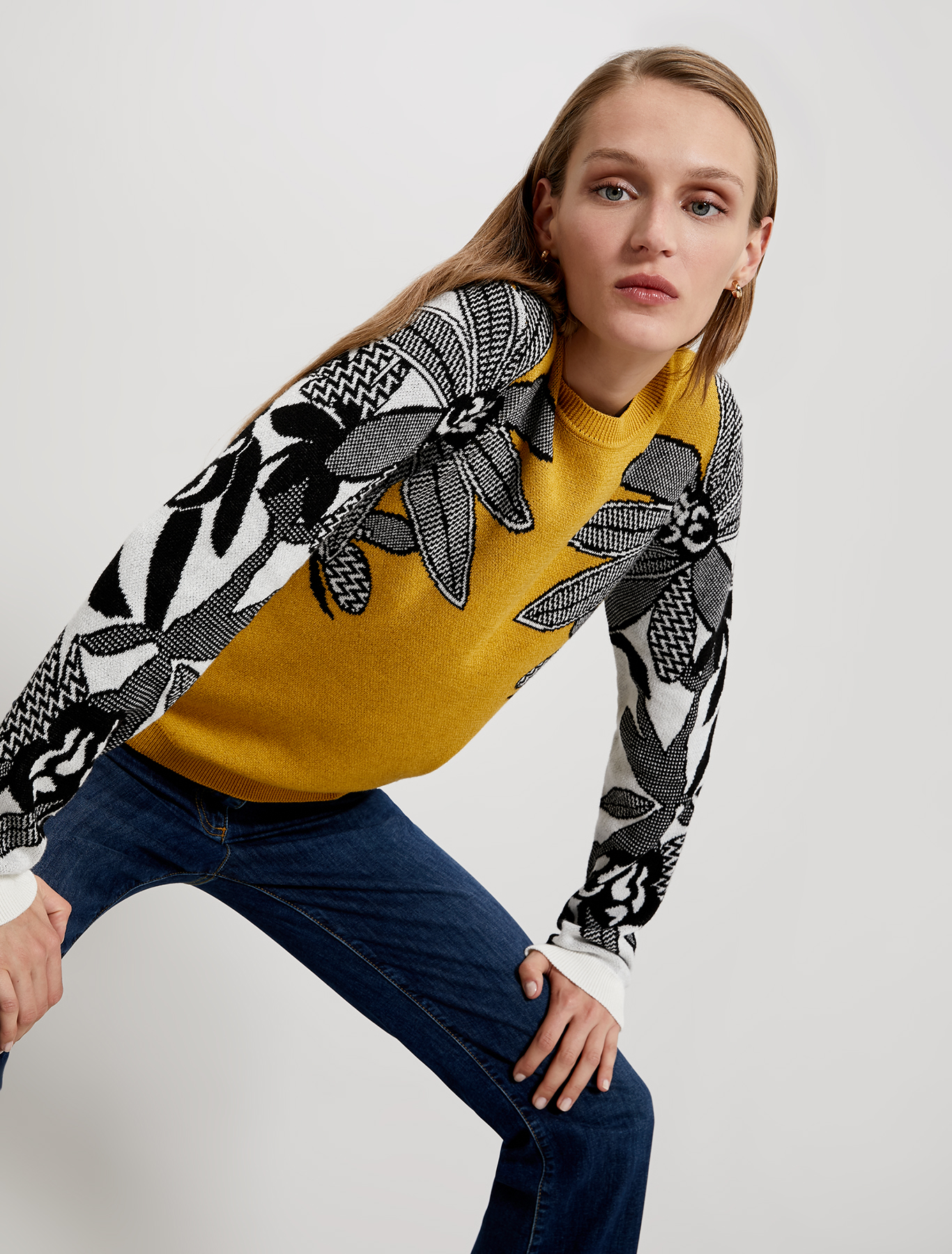 Floral jacquard jumper, mustard - Pennyblack Floral jacquard jumper - mustard - pennyblack