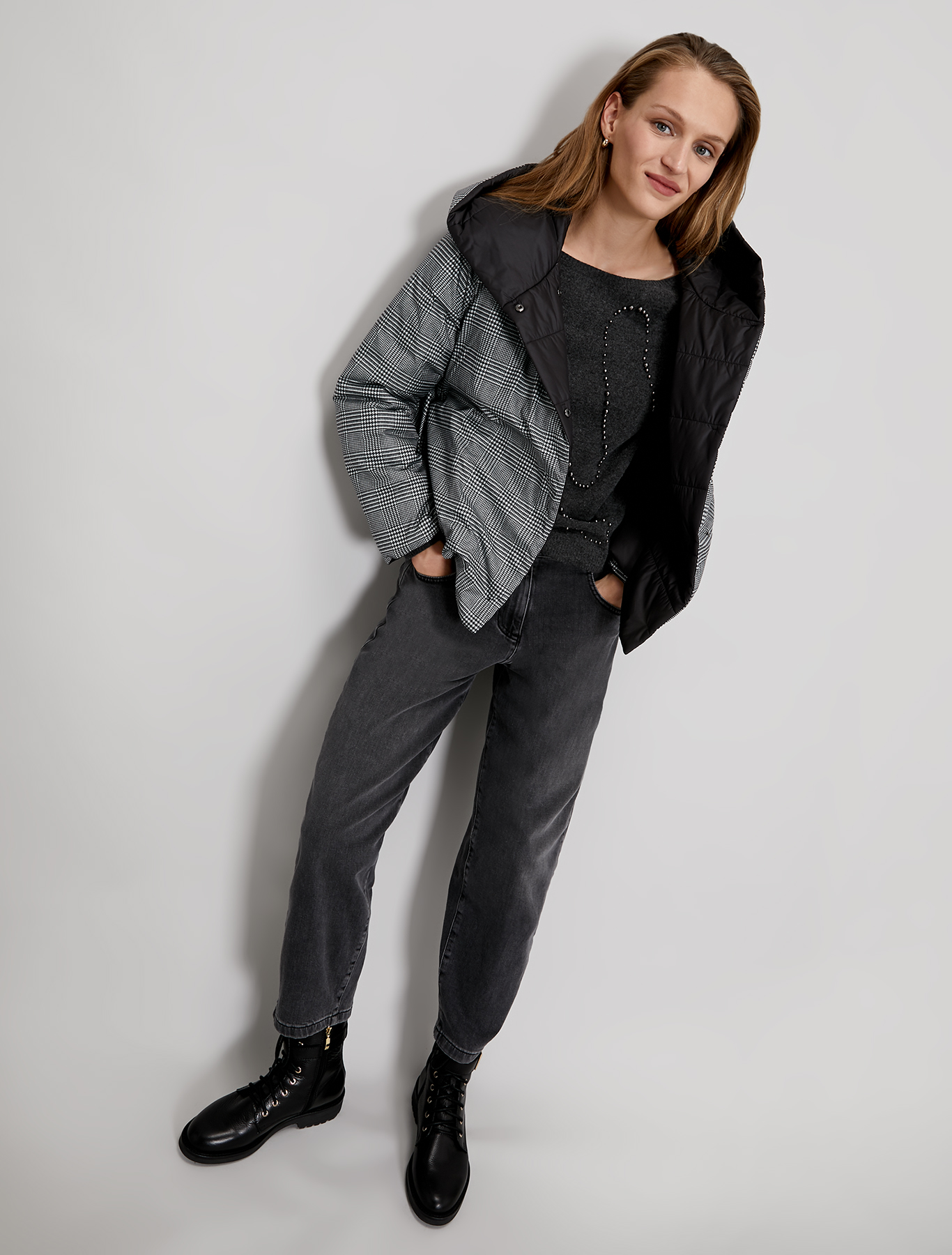 Reversible padded jacket, dark grey pattern - Pennyblack Reversible padded jacket - dark grey pattern - pennyblack