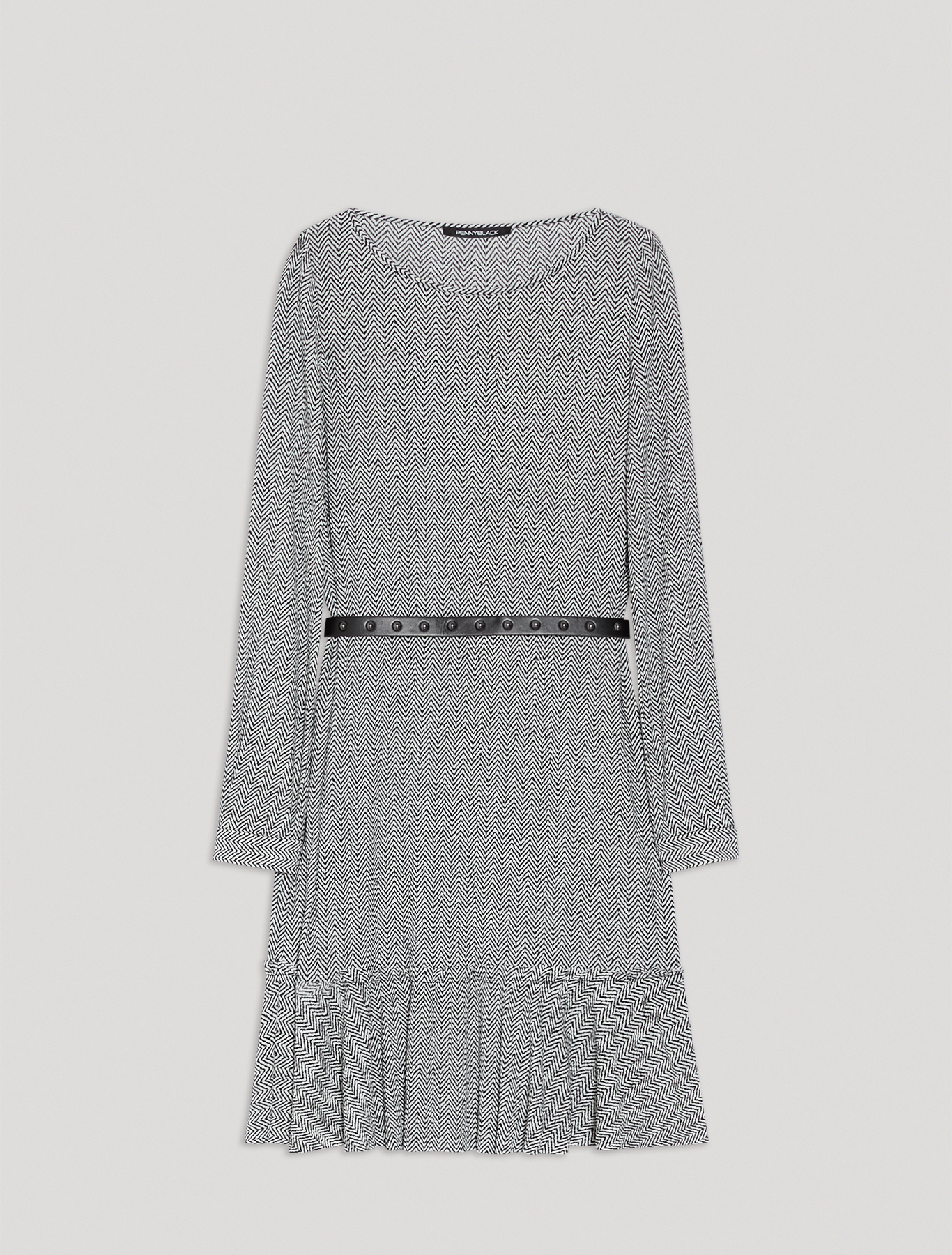 Micro-pleated jersey dress, black pattern - Pennyblack Micro-pleated jersey dress - black pattern - pennyblack
