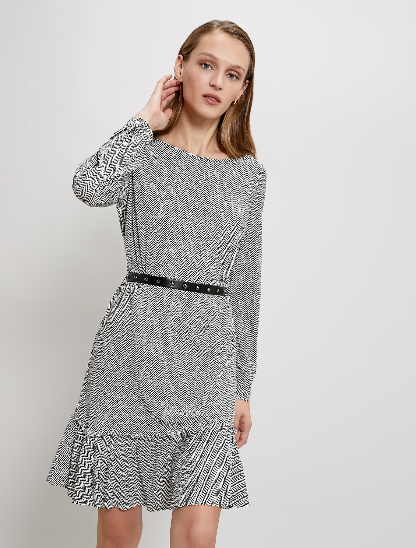 Micro-pleated jersey dress, black pattern - Pennyblack Micro-pleated jersey dress - black pattern - pennyblack