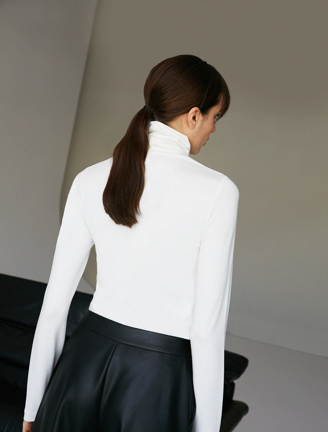 Fluid jersey polo neck, ivory - Pennyblack Fluid jersey polo neck - ivory - pennyblack