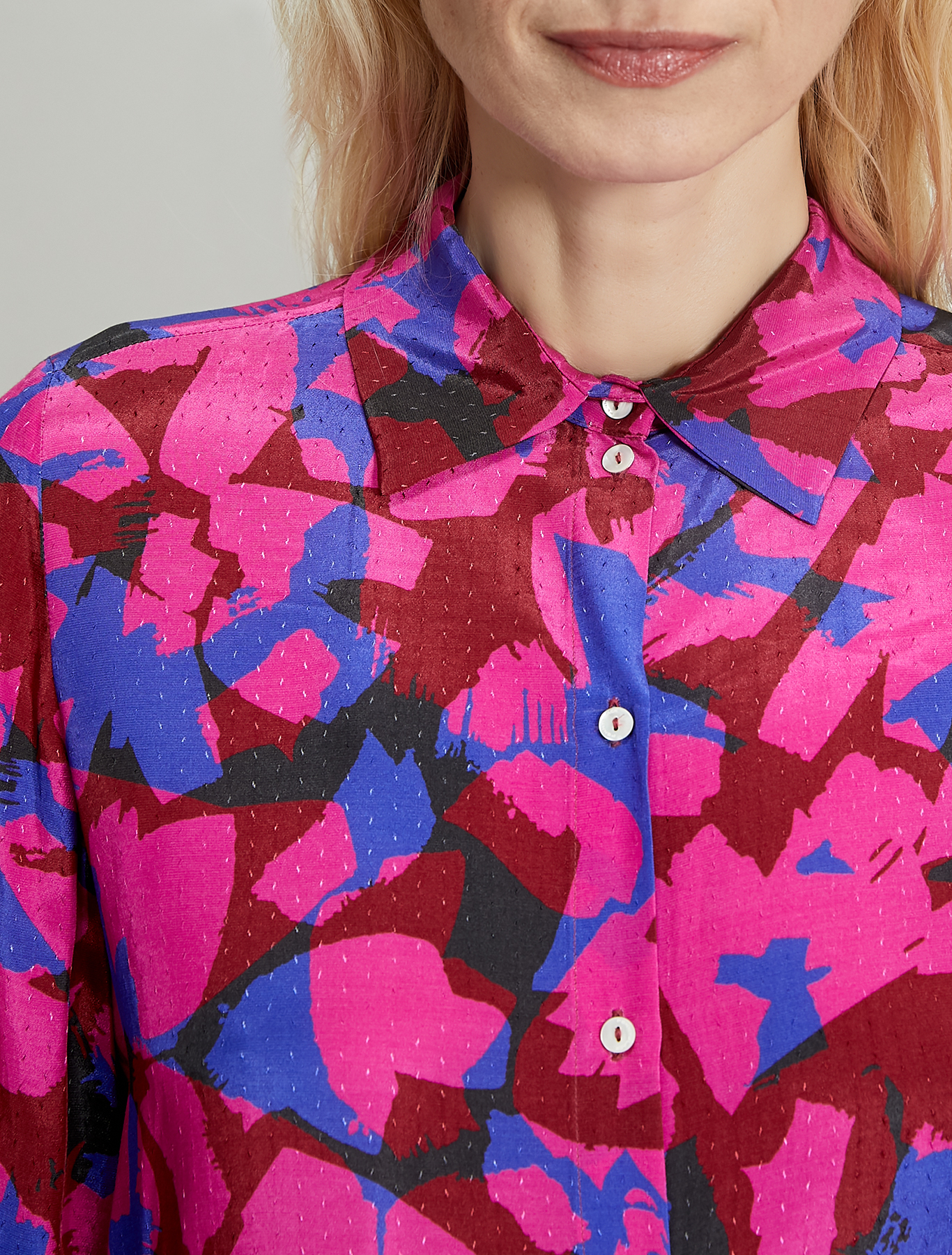 Jacquard patterned shirt, fuchsia pattern - Pennyblack Jacquard patterned shirt - fuchsia pattern - pennyblack
