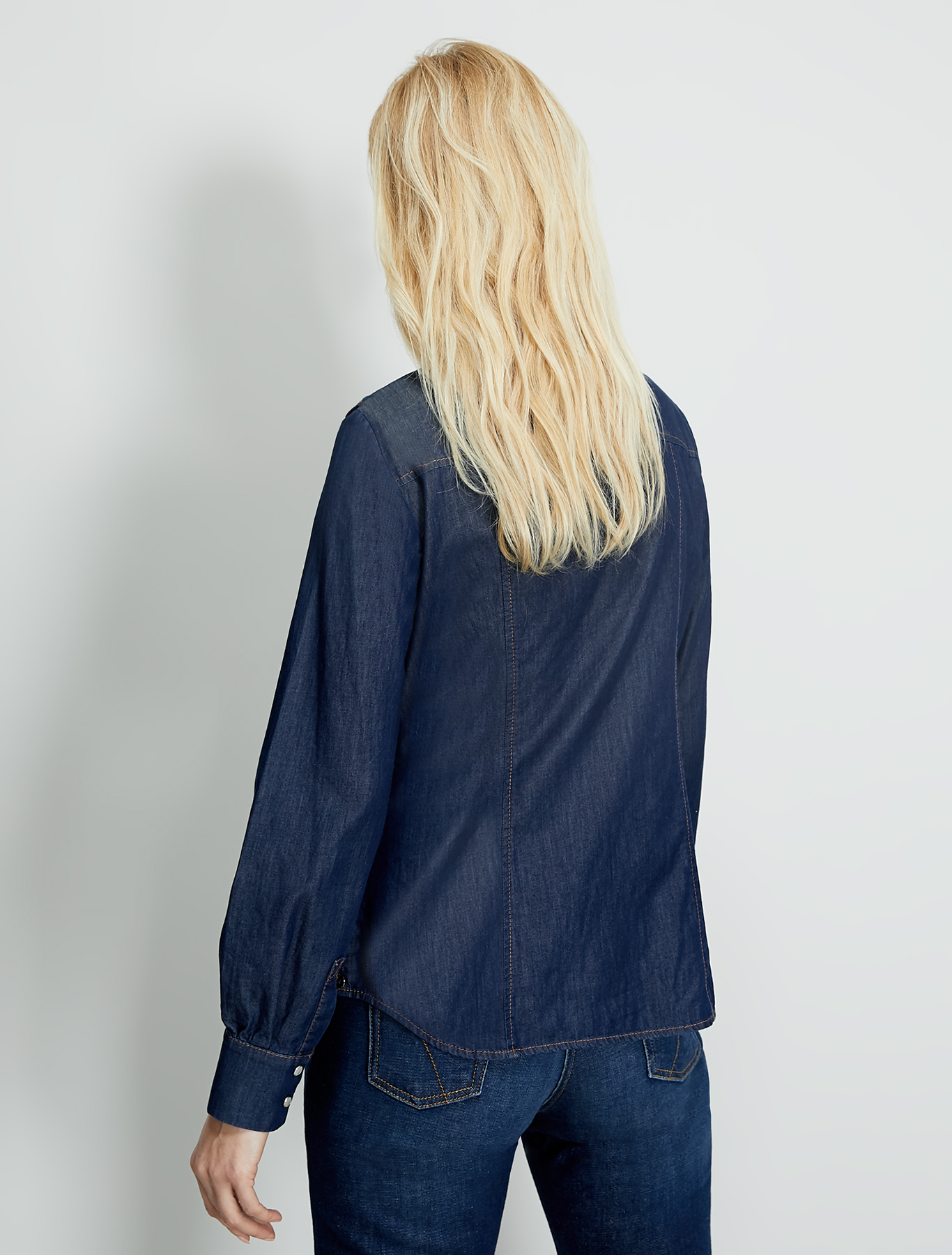 Denim shirt with ruches, midnight blue - Pennyblack Denim shirt with ruches - midnight blue - pennyblack