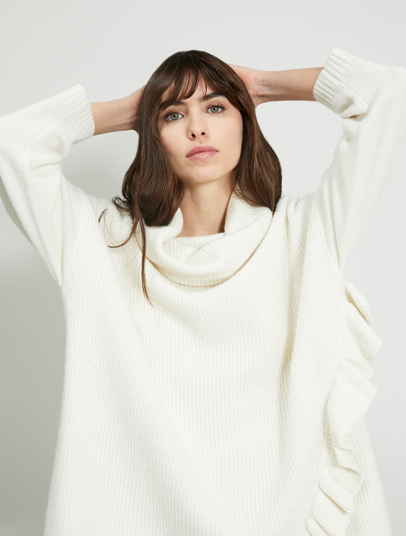 Oversized jumper with ruches, ivory - Pennyblack Oversized jumper with ruches - ivory - pennyblack