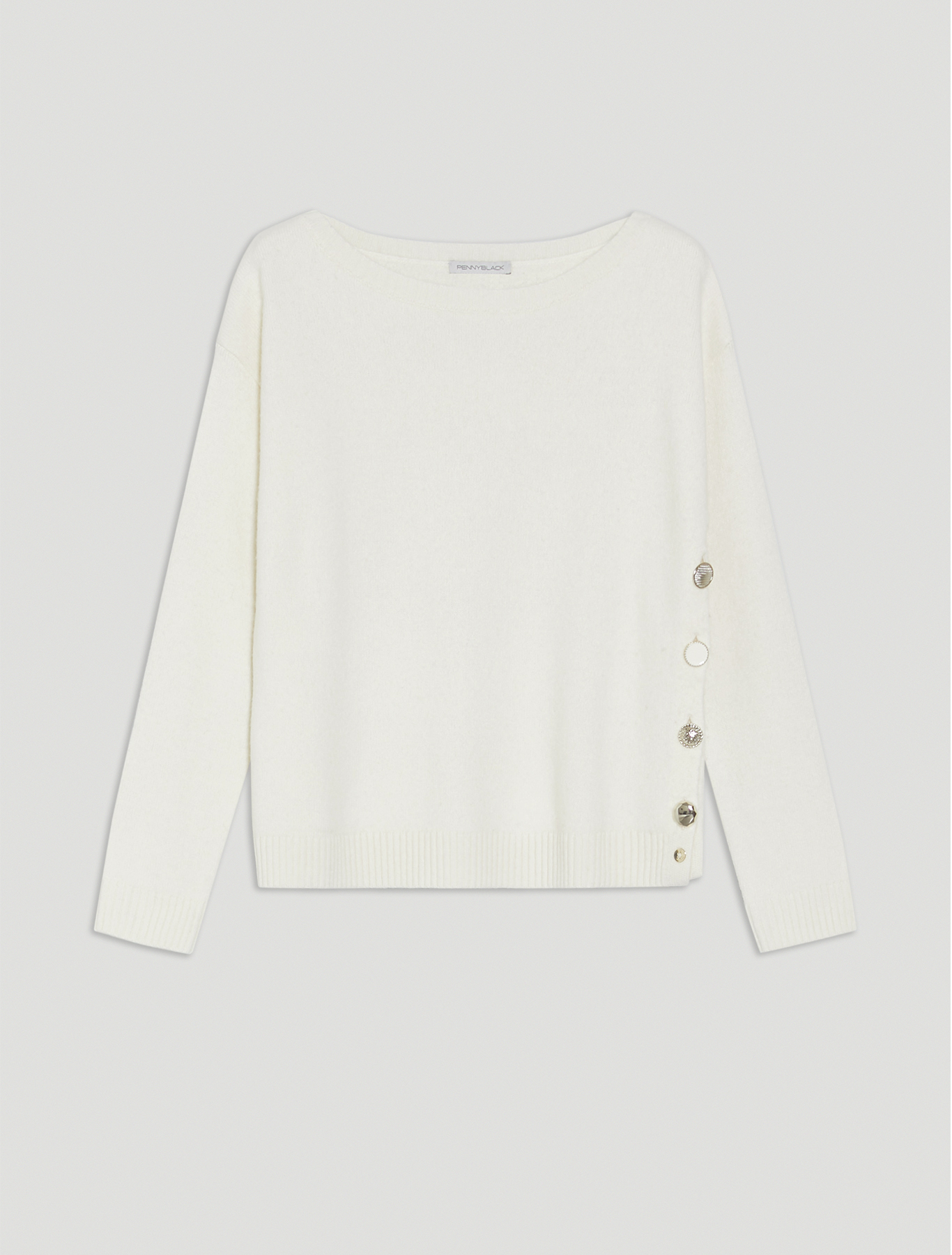 Jumper with asymmetric buttons, ivory - Pennyblack Jumper with asymmetric buttons - ivory - pennyblack