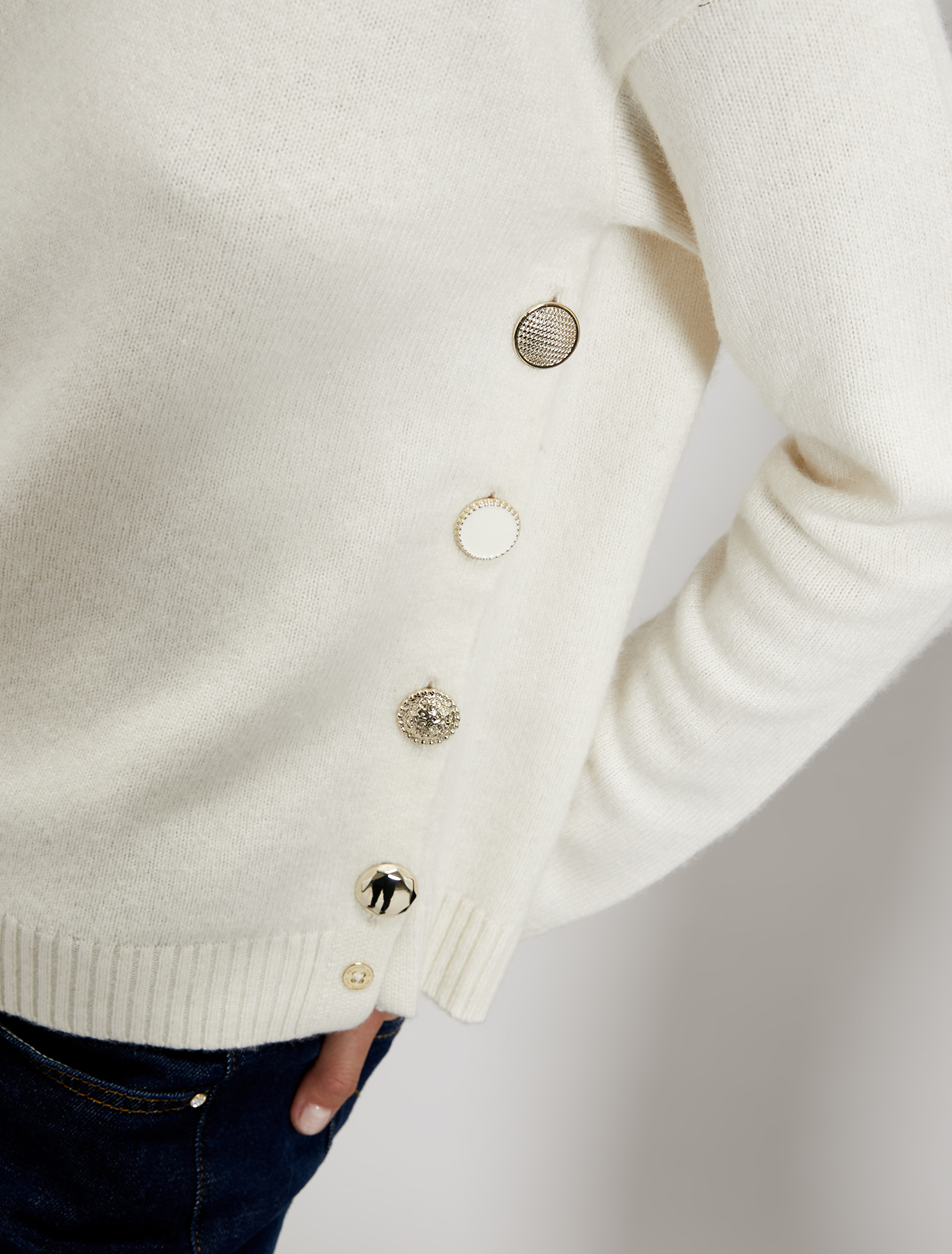 Jumper with asymmetric buttons, ivory - Pennyblack Jumper with asymmetric buttons - ivory - pennyblack