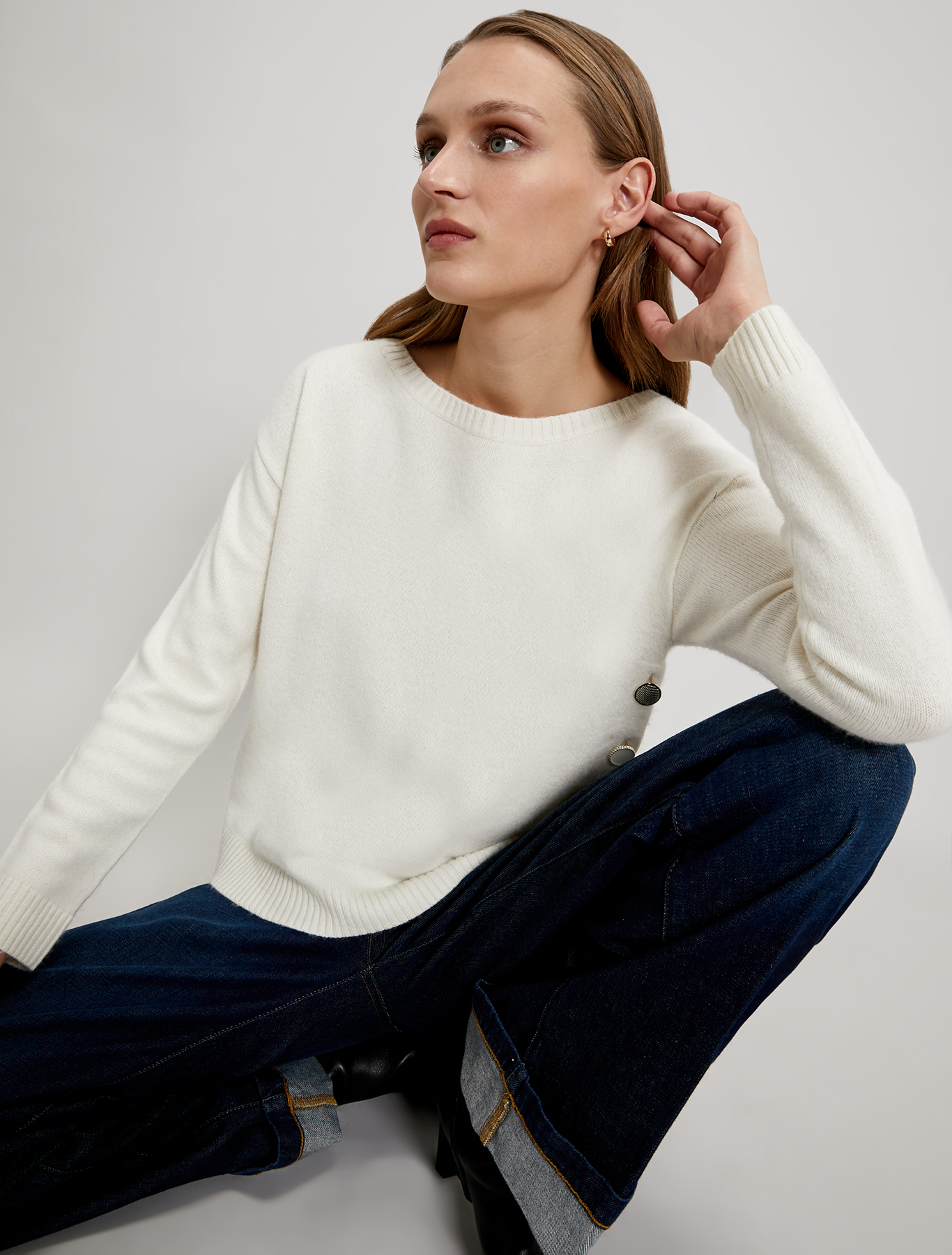 Jumper with asymmetric buttons, ivory - Pennyblack Jumper with asymmetric buttons - ivory - pennyblack