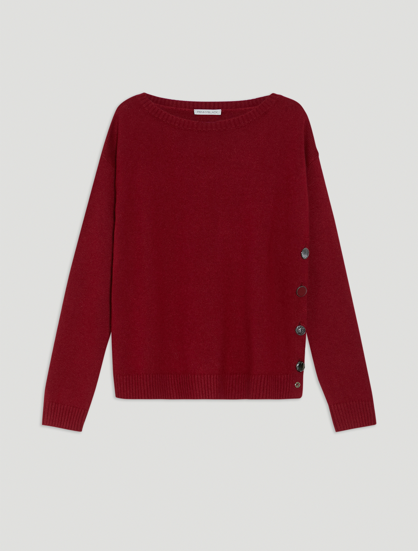 Jumper with asymmetric buttons, burgundy - Pennyblack Jumper with asymmetric buttons - burgundy - pennyblack