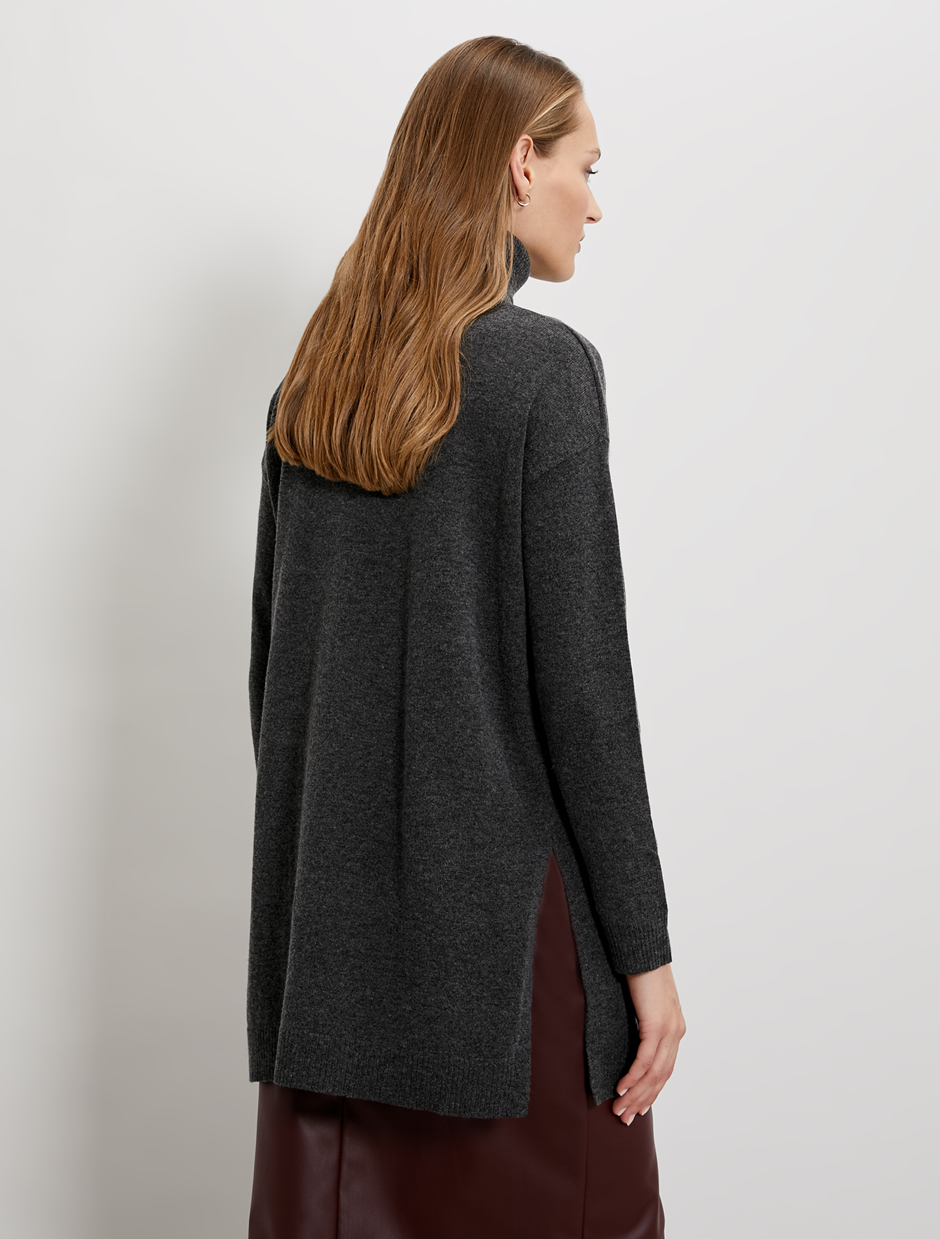 Polo neck jumper with slits, anthracite - Pennyblack Polo neck jumper with slits - anthracite - pennyblack