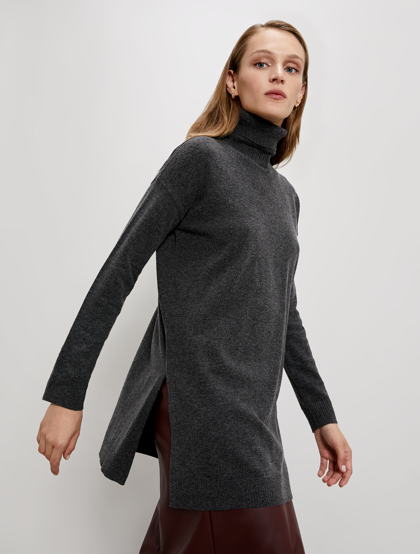 Polo neck jumper with slits, anthracite - Pennyblack Polo neck jumper with slits - anthracite - pennyblack